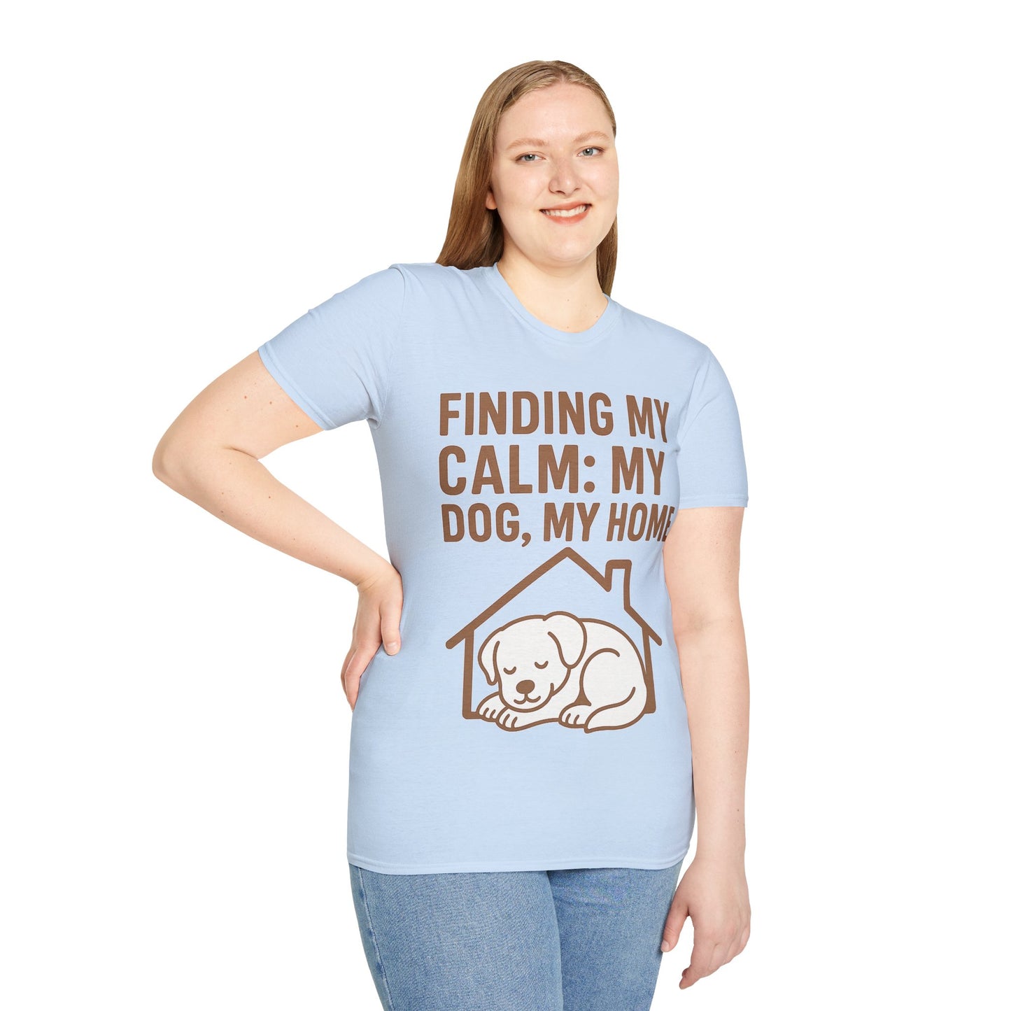 Finding My Calm My Dog My Home T-Shirt | Dog Lover Mental Health Shirt | Adopted Dog Calmness Tee | Rescue Dog Support Shirt | Animal Rescue Apparel | Therapy Dog Inspired Tee | Unisex Gildan 64000 Soft Cotton T-Shirt, Adult Unisex T-Shirt
