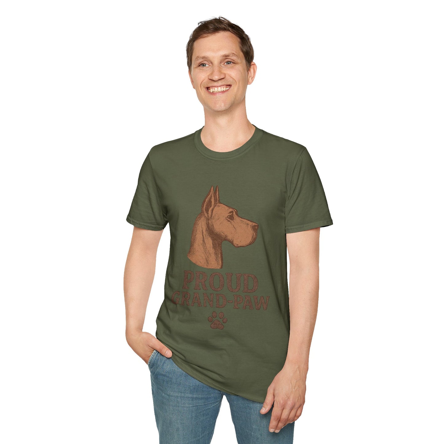 Proud Grand-Paw Great Dane Vintage T-Shirt – Rustic Dog Grandpa Tee for Great Dane Lovers, Adult Unisex T-Shirt