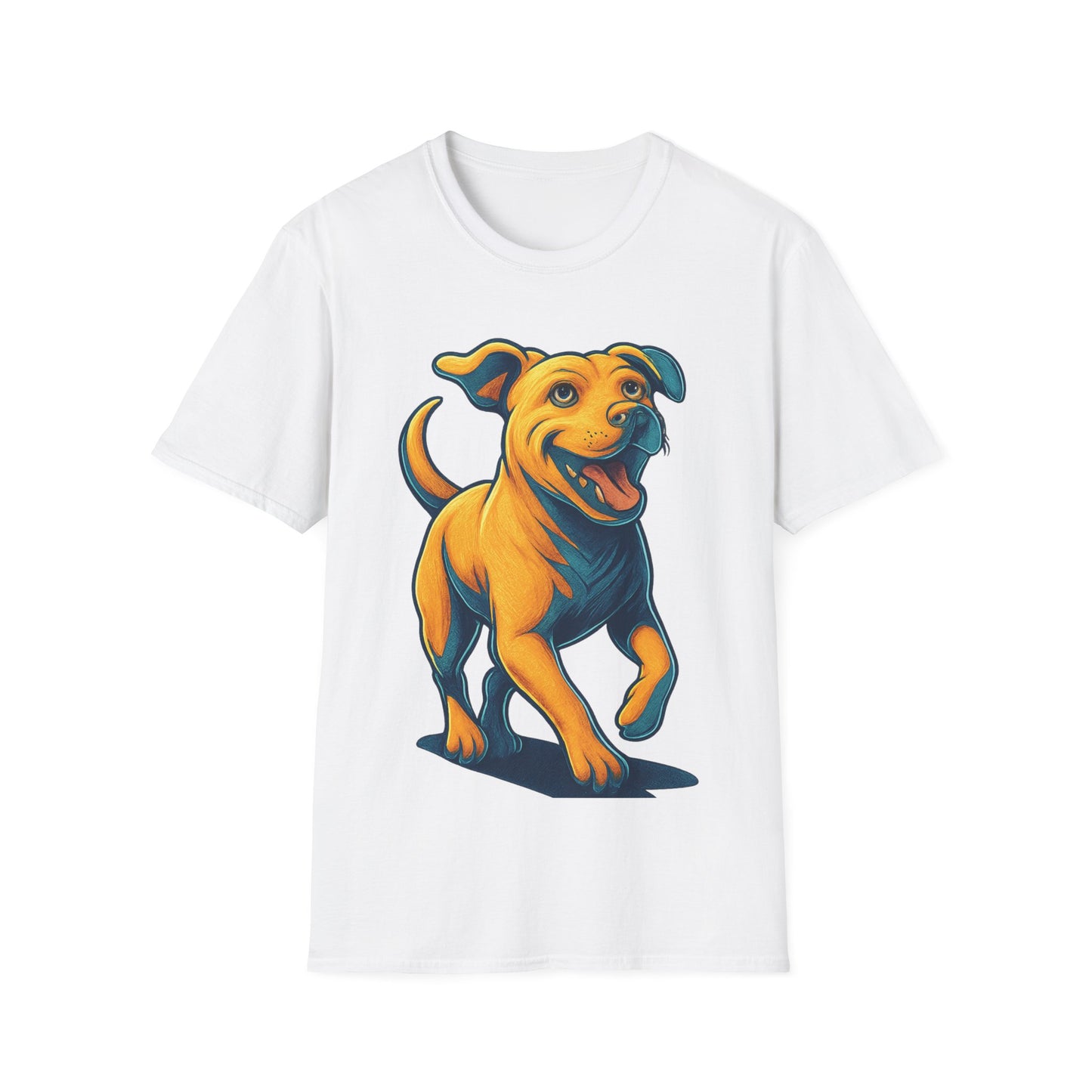 3D Pop Art Dog Shirt | Bold Jumping Dog Graphic Tee for Rescue Lovers & Pet Fans | Vibrant One-Sided Design, Adult Unisex T-Shirt