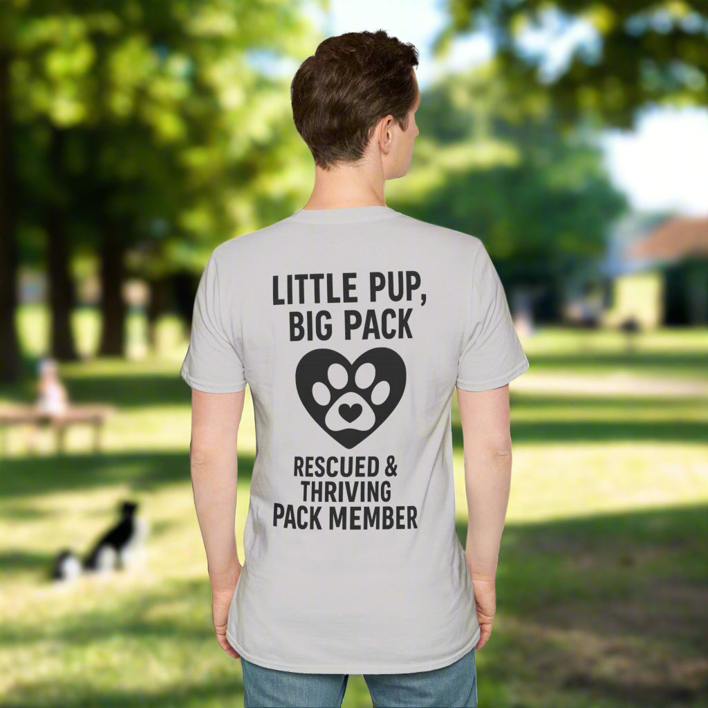 Little Pup Big Pack Shirt – Rescued and Thriving Dog Tee – Matching Family Rescue Apparel – Pack Member Logo – Dog Lover Gift – Pitbull Rescue Shirt – Parent and Kid Set Option, Adult Unisex T-Shirt