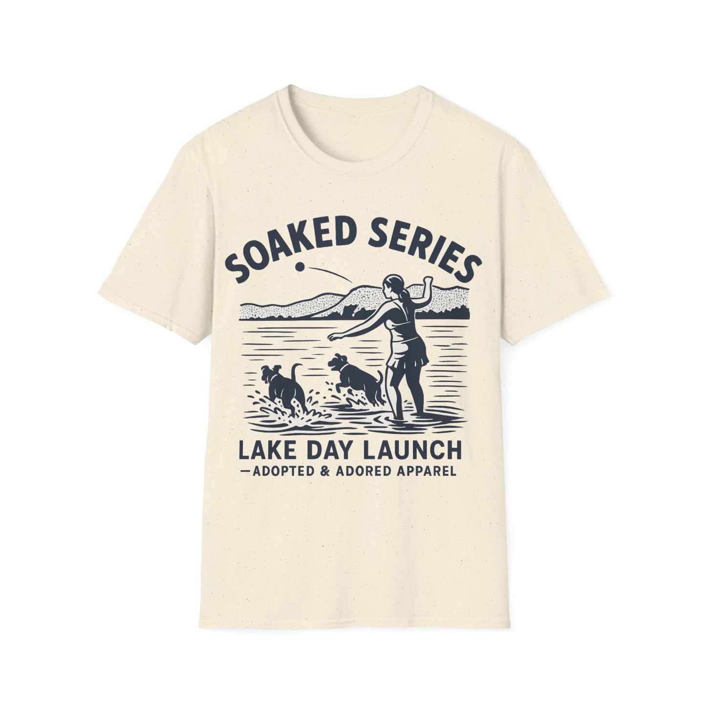 Soaked Series Lake Day Dog T-Shirt – Rescue Pitbulls at the Lake Graphic Tee – Adopted & Adored Apparel Unisex Summer T-Shirt, Adult Unisex T-Shirt