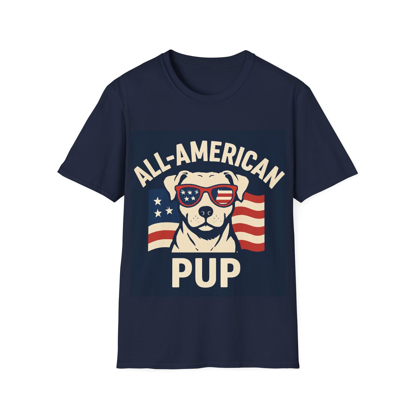 All-American Pup Shirt – Patriotic Dog T-Shirt, 4th of July Pet Lover Tee, Red White and Woof, Unisex Fit, Adult Unisex T-Shirt