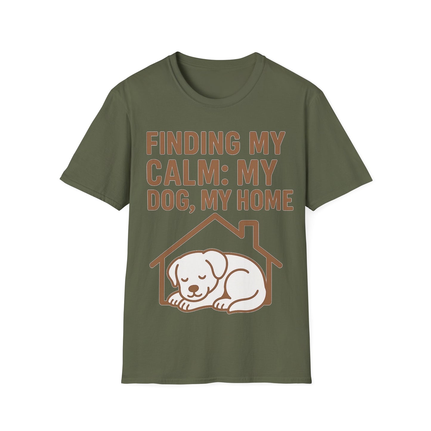 Finding My Calm My Dog My Home T-Shirt | Dog Lover Mental Health Shirt | Adopted Dog Calmness Tee | Rescue Dog Support Shirt | Animal Rescue Apparel | Therapy Dog Inspired Tee | Unisex Gildan 64000 Soft Cotton T-Shirt, Adult Unisex T-Shirt