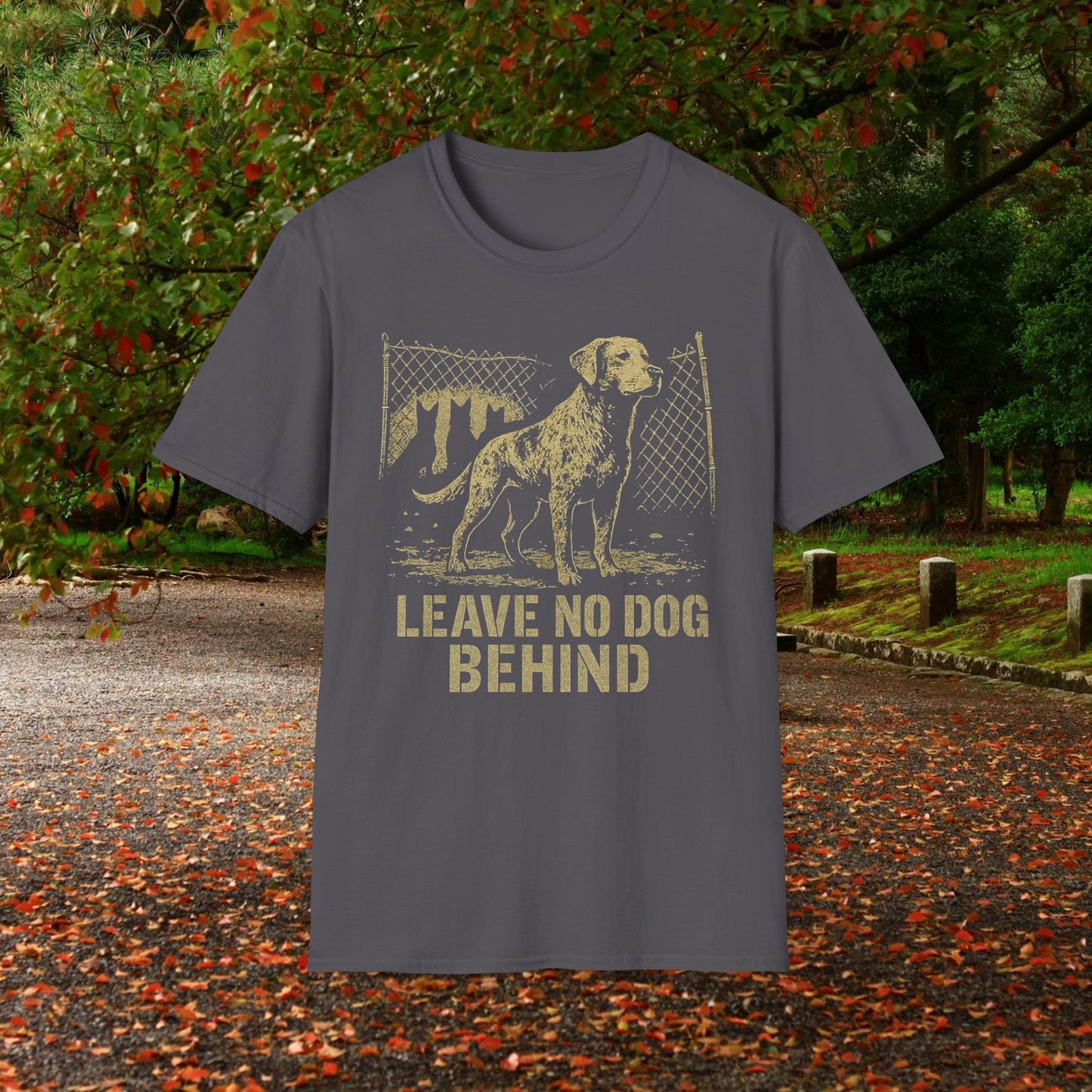 Leave No Dog Behind Adult Unisex Softstyle T-Shirt | Animal Lover Gift, Pet Rescue Shirt, Thoughtful Dog Owner Tee, Animal Rights Apparel