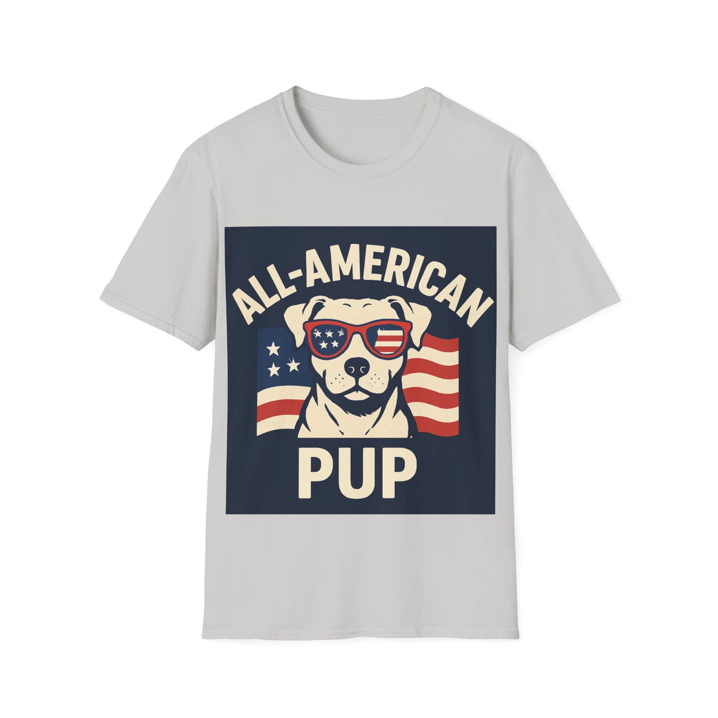 All-American Pup Shirt – Patriotic Dog T-Shirt, 4th of July Pet Lover Tee, Red White and Woof, Unisex Fit, Adult Unisex T-Shirt