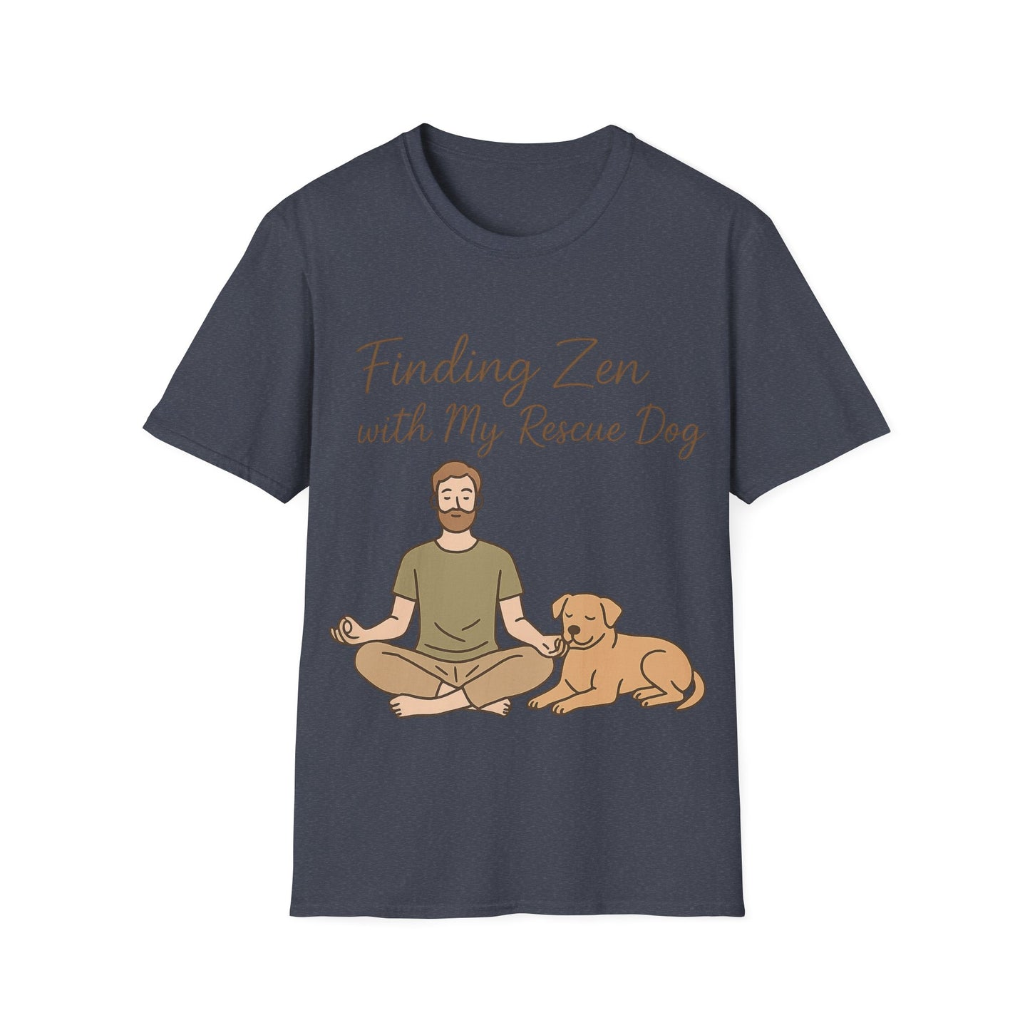 Finding Zen with My Rescue Dog – Rescue Dog Mental Health Shirt for Men | Earth Tone Calm Tee | Pet Lover Gift, Adult Unisex T-Shirt