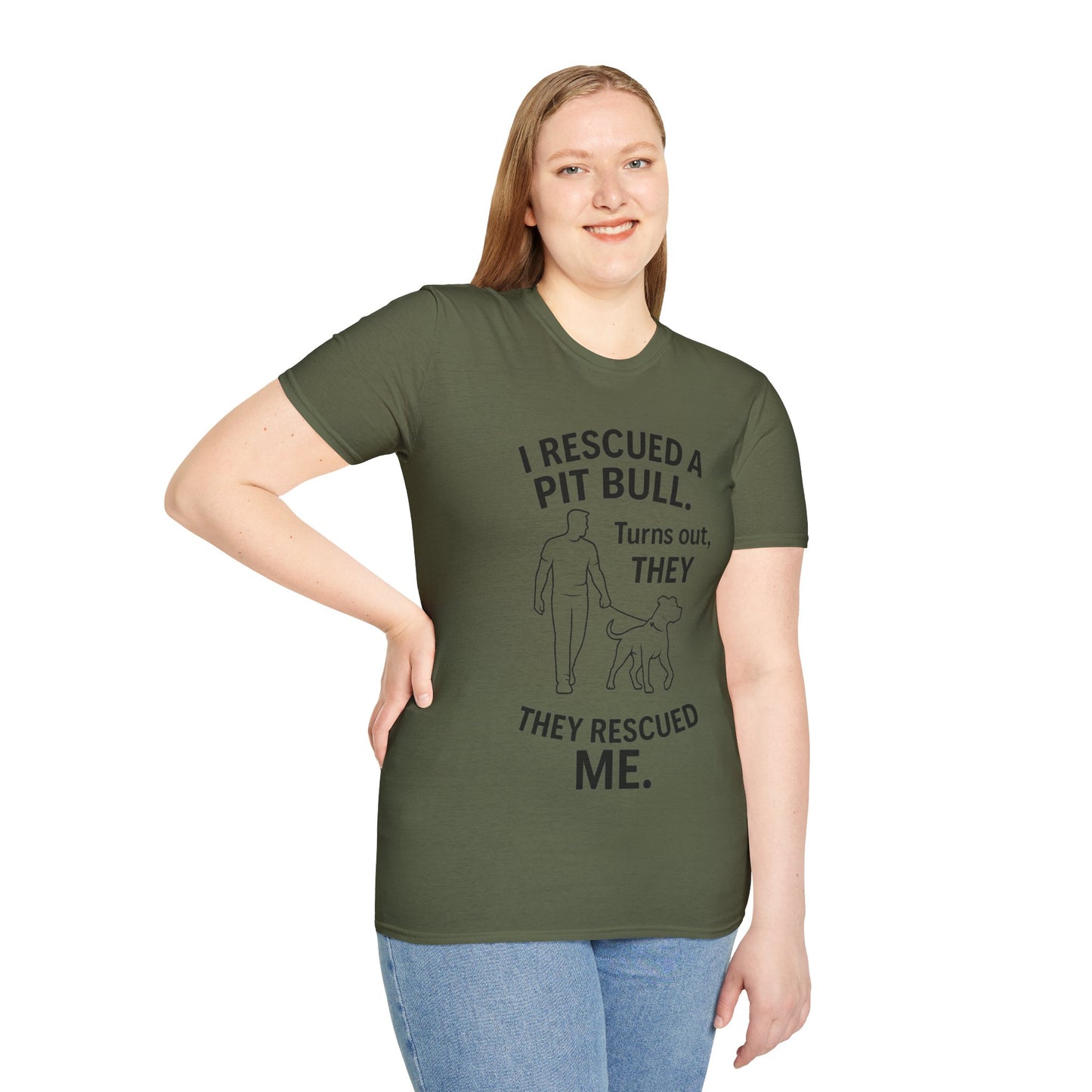 I Rescued a Pit Bull Shirt β Adopt Donβt Shop Dog Rescue Tee β Black Lettering Front Design β Pitbull Adoption Gift β Shelter Dog Shirt, Adult Unisex T-Shirt