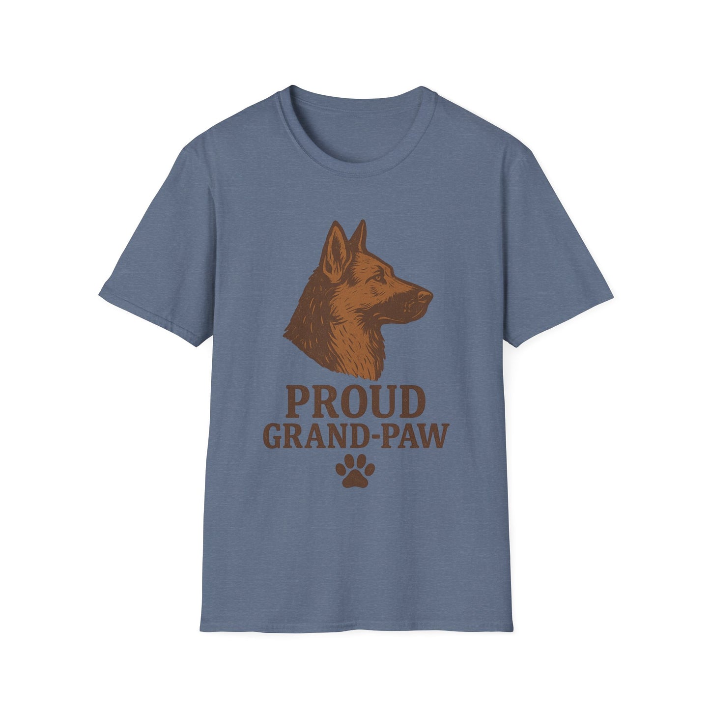 Proud Grand-Paw German Shepherd Vintage T-Shirt – Rustic Dog Grandpa Tee for German Shepherd Lovers, Adult Unisex T-Shirt