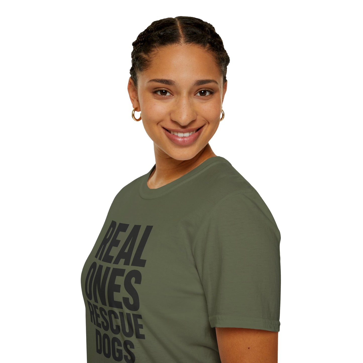 Real Ones Rescue Dogs Unisex Dog Rescue T-Shirt, Gift for Dog Lovers, Pet Adoption Shirt, Animal Rescue Apparel, Casual Everyday Tee, Adult Unisex T-Shirt