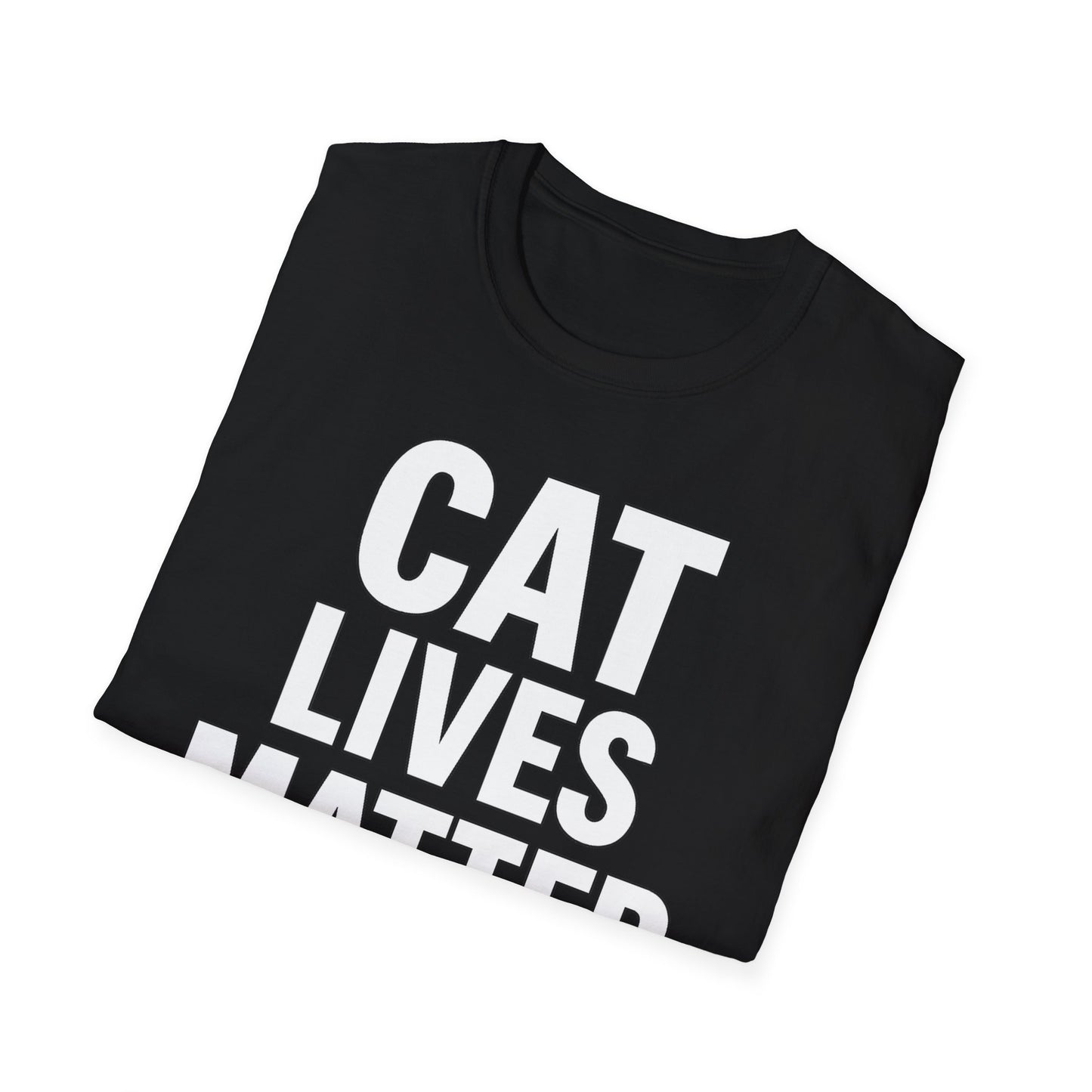 Cat Lives Matter Adult Unisex T‑Shirt – Funny Cat Parody Tee in White on Black, Adult Unisex T-Shirt