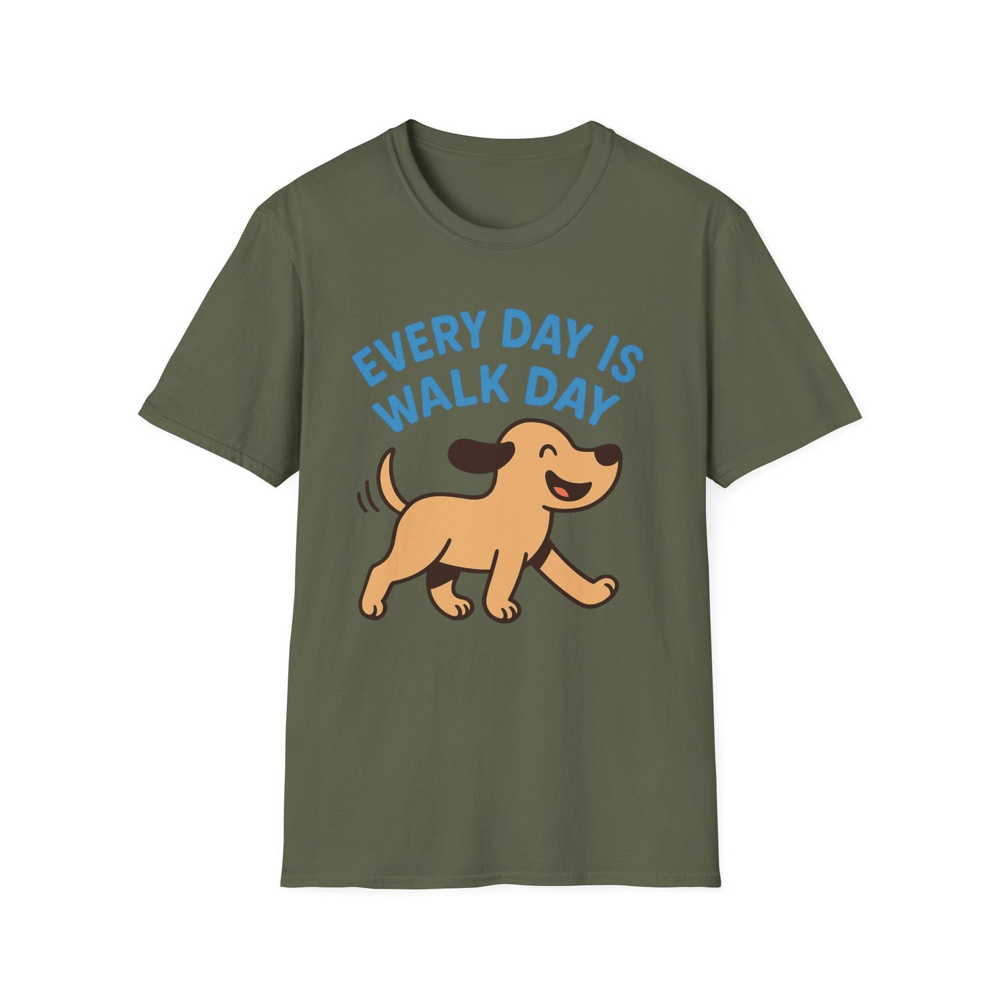 Every Day Is Walk Day Dog T-Shirt | Happy Pup Graphic Tee | Adopted & Adored Apparel, Adult Unisex T-Shirt