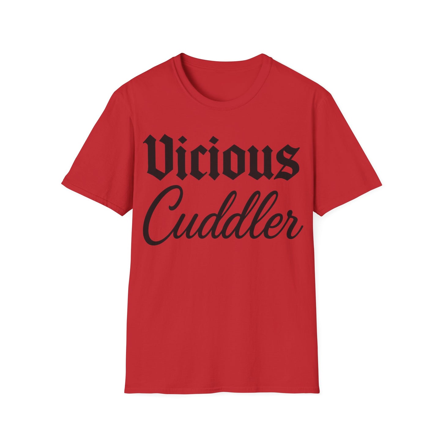 Vicious Cuddler T-Shirt – Gothic Blackletter x Script Font | Funny Pit Bull Rescue Tee for Dog Lovers, Adult Unisex T-Shirt