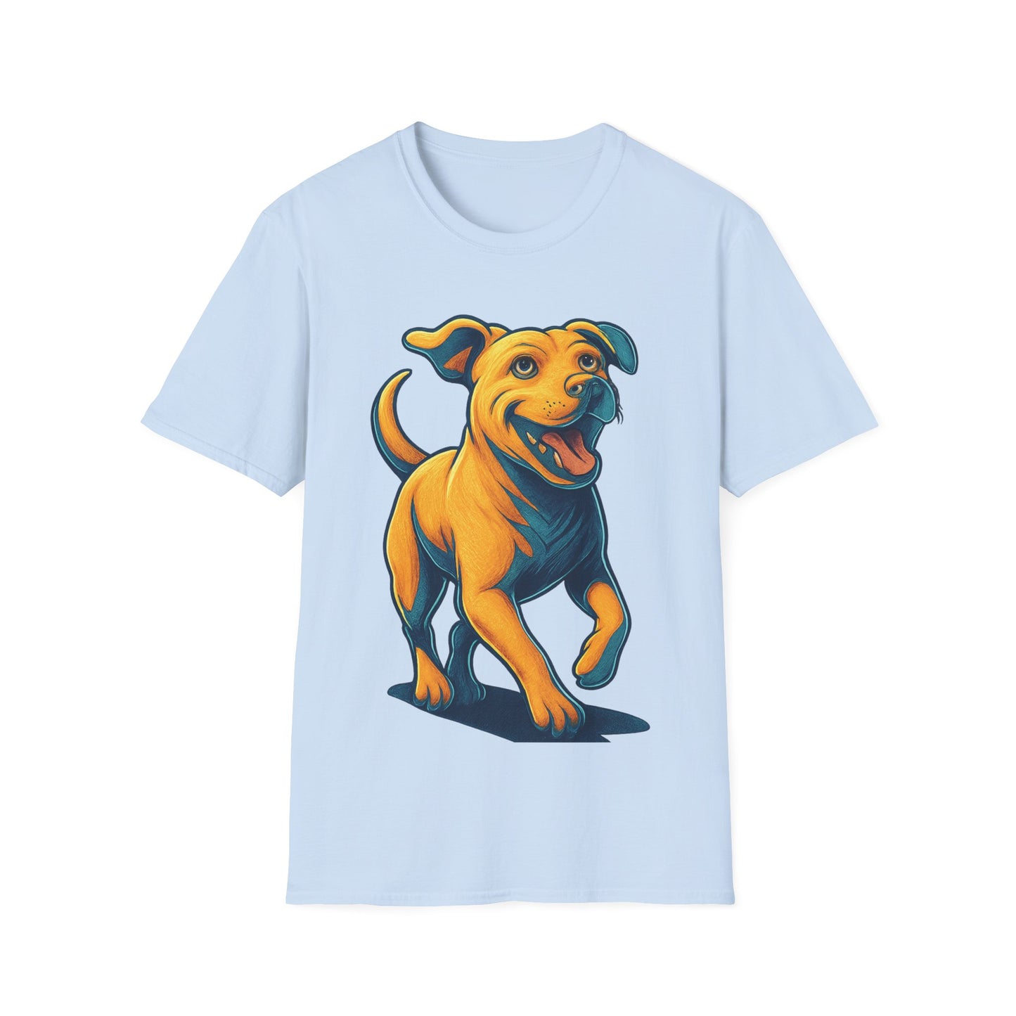3D Pop Art Dog Shirt | Bold Jumping Dog Graphic Tee for Rescue Lovers & Pet Fans | Vibrant One-Sided Design, Adult Unisex T-Shirt