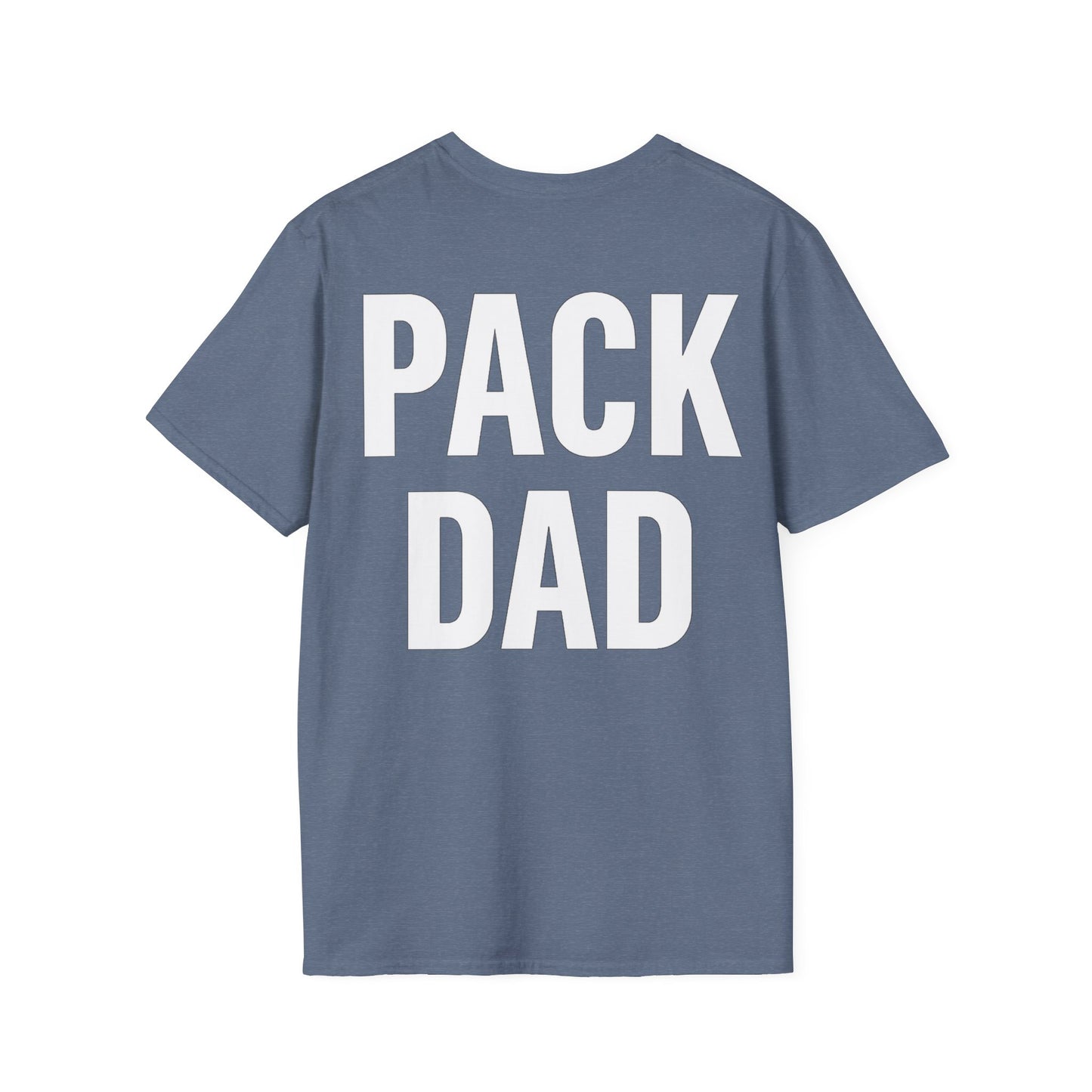 Pack Dad T-Shirt – Dog Dad Rescue Tee with Back & Chest Print – Matching Family Dog T-Shirt – Adopted and Adored Apparel, Adult Unisex T-Shirt