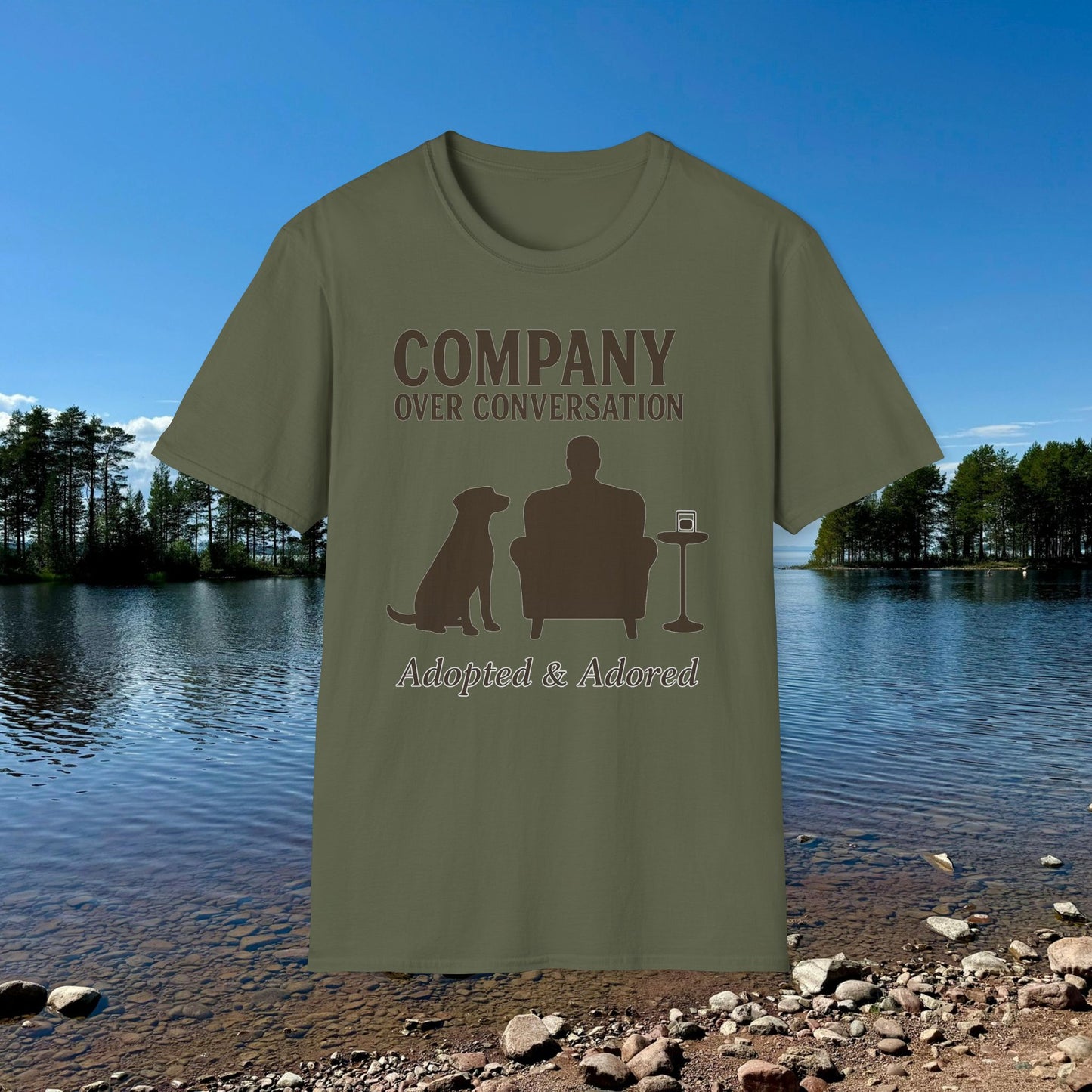 Company Over Conversation T-Shirt, Pet Lover Gift, Dog Adoption Shirt, Unisex Soft Tee, Funny Dog Lover Apparel, Adult Unisex T-Shirt