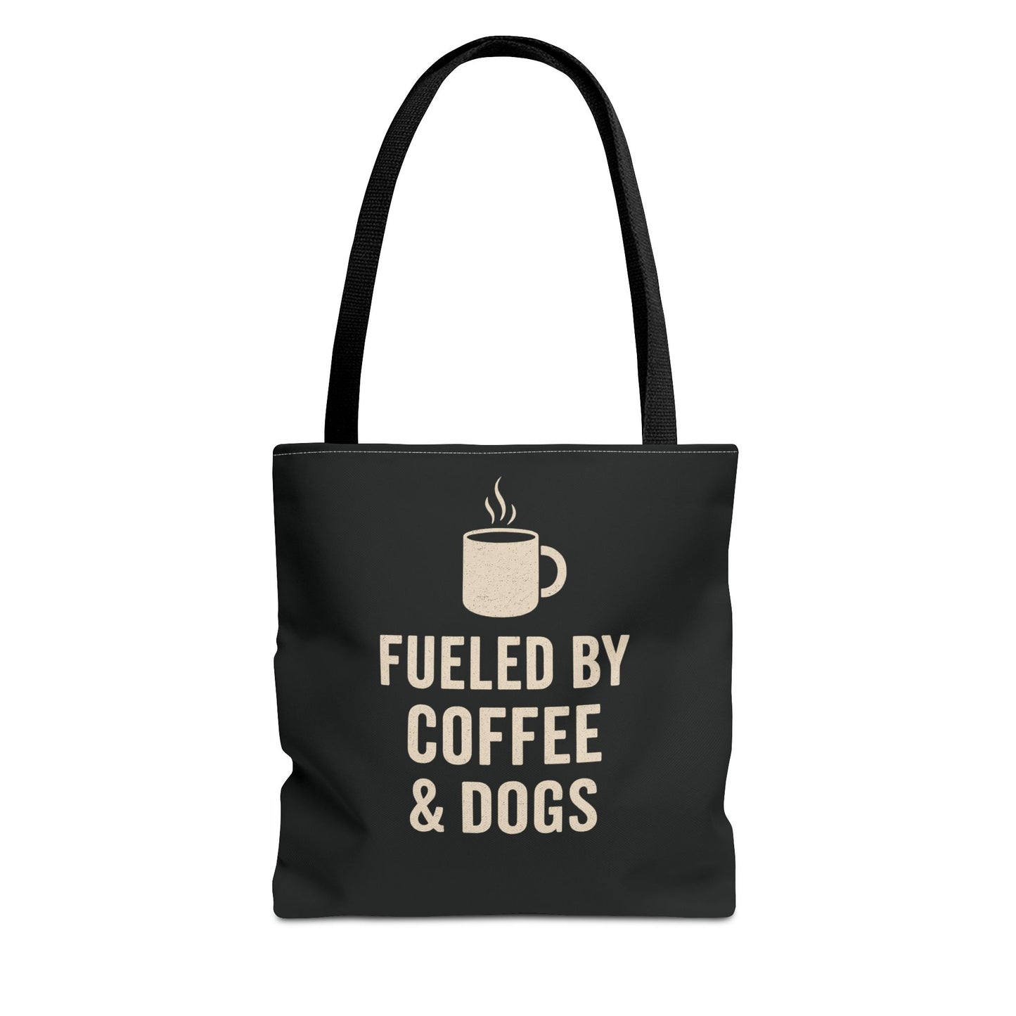 Fueled By Coffee & Dogs Tote Bag, Perfect for Dog Lovers, Everyday Use, Gift for Coffee Lovers, Eco-Friendly Shopping Bag, Stylish Animal Lover Tote, Adult Unisex T-Shirt