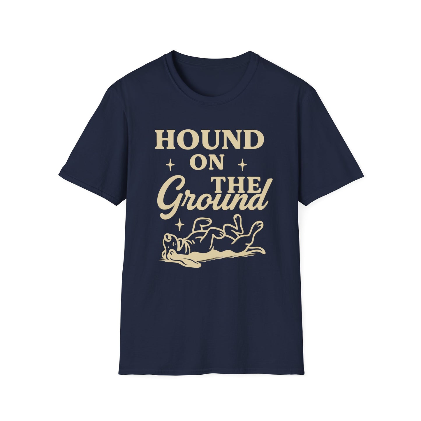 Funny Basset Hound Dog Shirt – Hound on the Ground Tee – Vintage Rescue Dog Graphic – Unisex Gildan 64000 T-Shirt for Pet Lovers, Adult Unisex T-Shirt