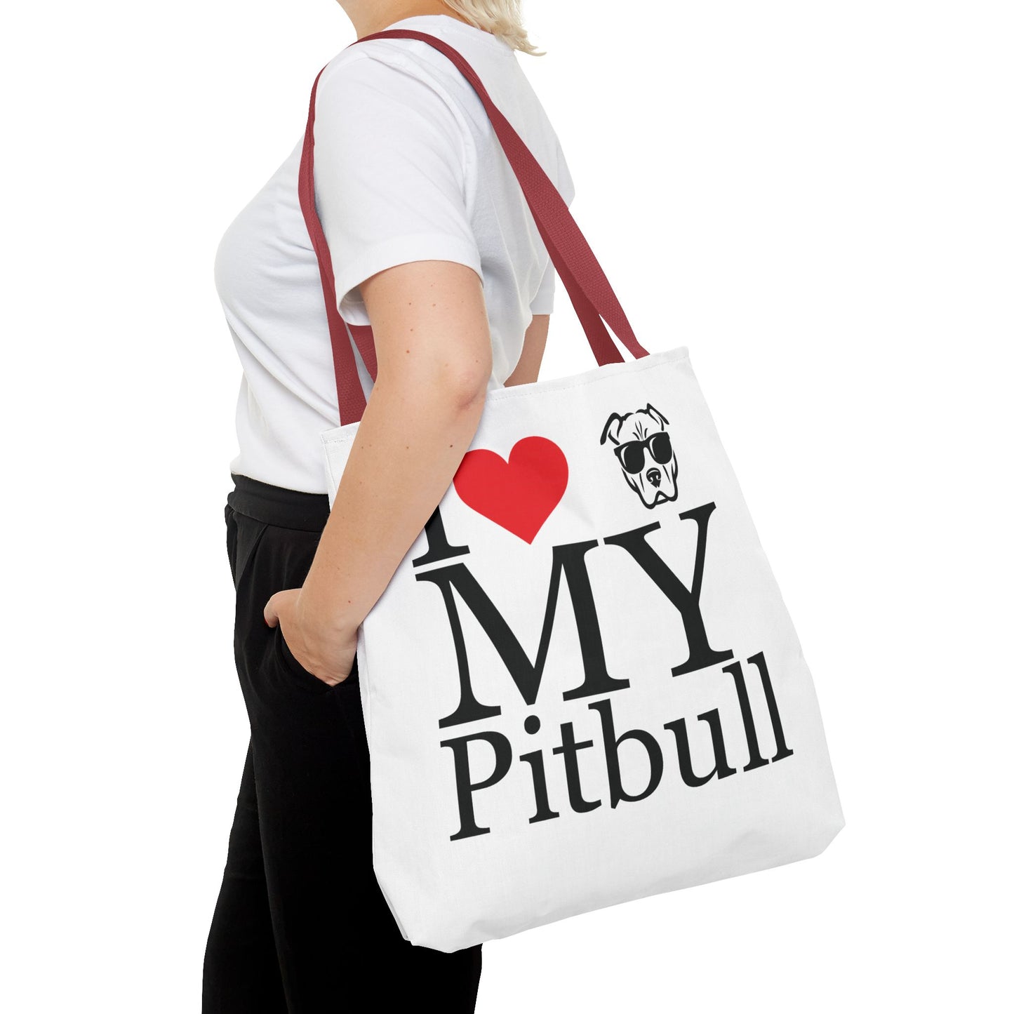 I Love My Pitbull Tote Bag | Pet Lover Gift, Dog Mom Tote, Stylish Canvas Bag, Animal Rescue Fundraiser, Show Your Love, Adult Unisex T-Shirt