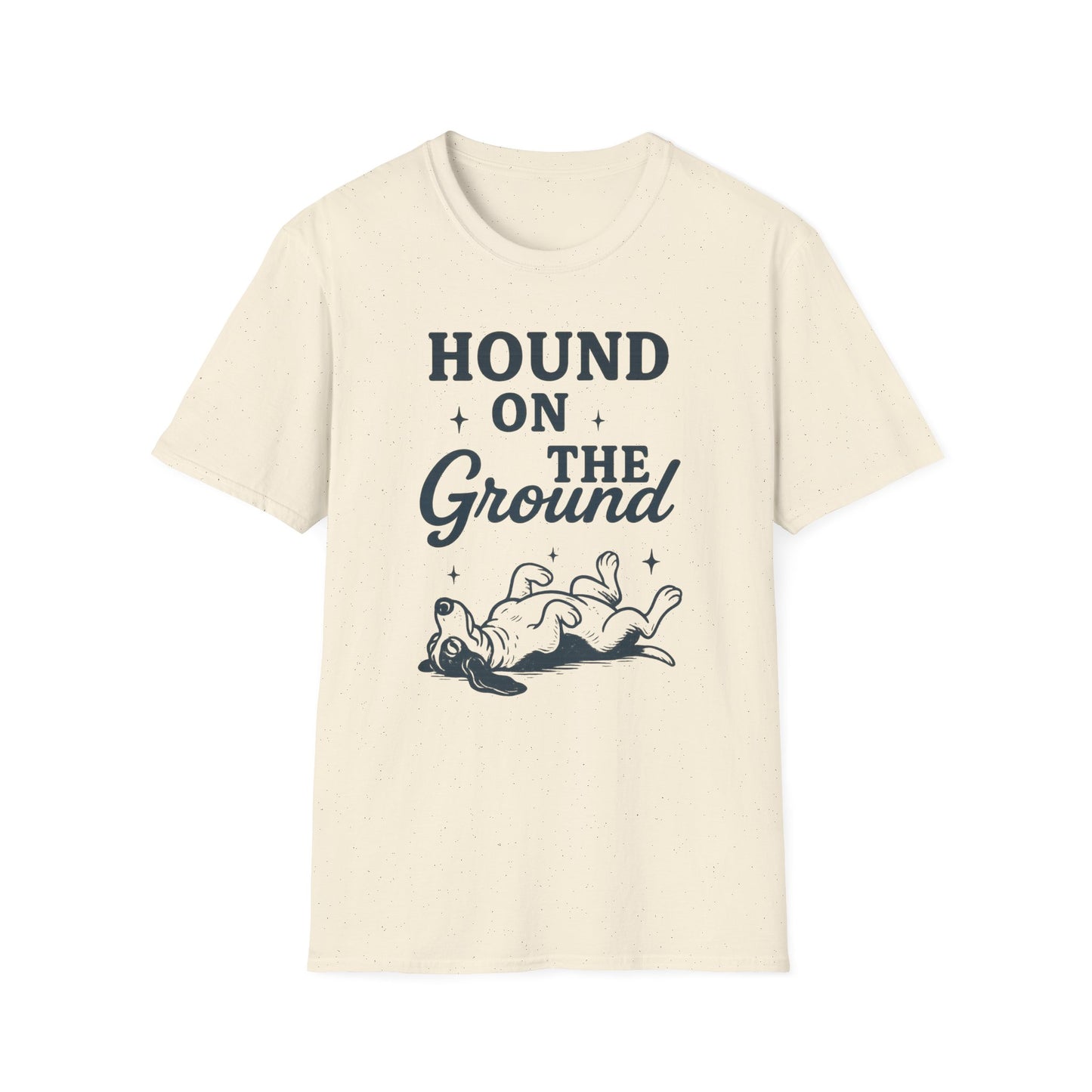 Hound on the Ground Funny Dog T-Shirt – Vintage Basset Hound Shirt for Dog Lovers, Rescue Pet Apparel, Gift for Animal Owners, Adult Unisex T-Shirt