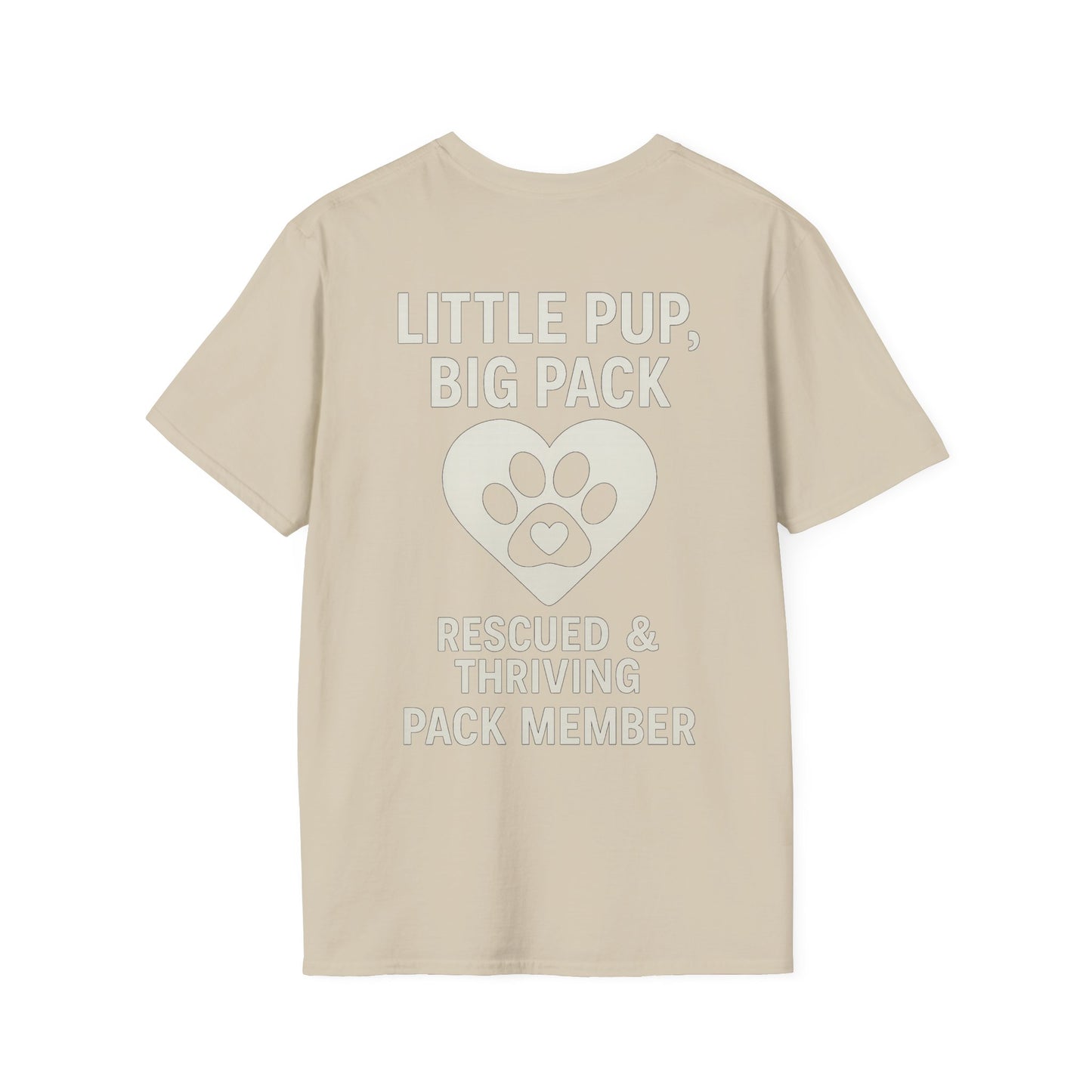 Little Pup Big Pack T-Shirt – Rescued and Thriving Dog Tee – Matching Family Rescue Apparel – Pack Member Logo – Dog Lover Gift – Pitbull Rescue Shirt – Parent and Kid Set Option, Adult Unisex T-Shirt