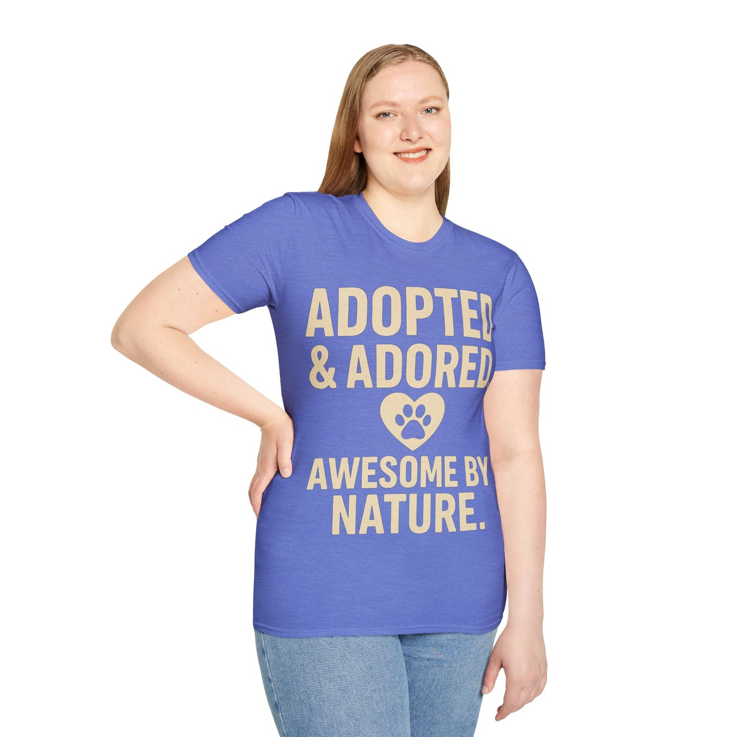 Adopted and Adored Awesome By Nature T-Shirt | Rescue Dog Shirt | Pet Adoption Gift | Dog Lover Vintage Style Tee | Olive Green Unisex, Adult Unisex T-Shirt