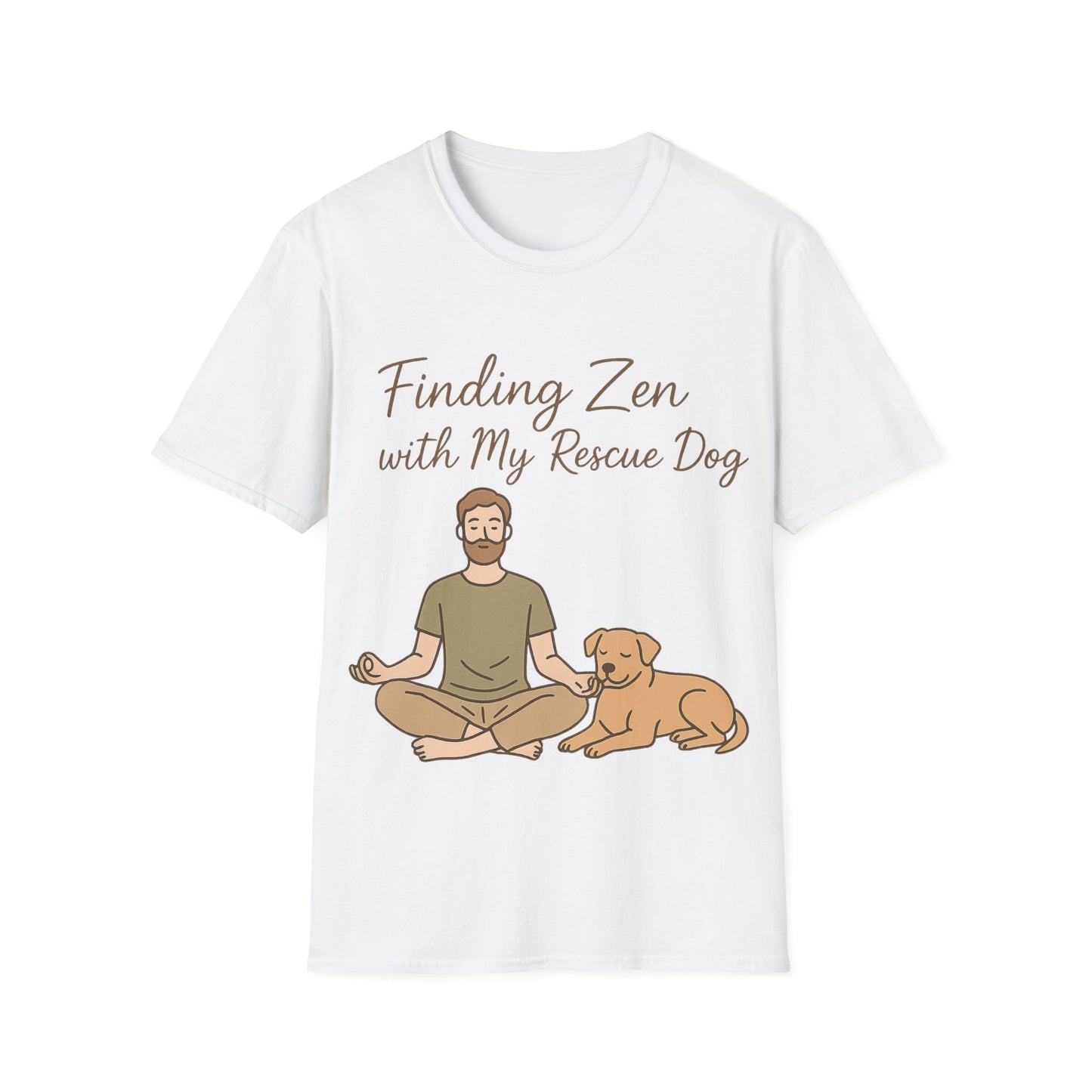 Finding Zen with My Rescue Dog – Rescue Dog Mental Health Shirt for Men | Earth Tone Calm Tee | Pet Lover Gift, Adult Unisex T-Shirt