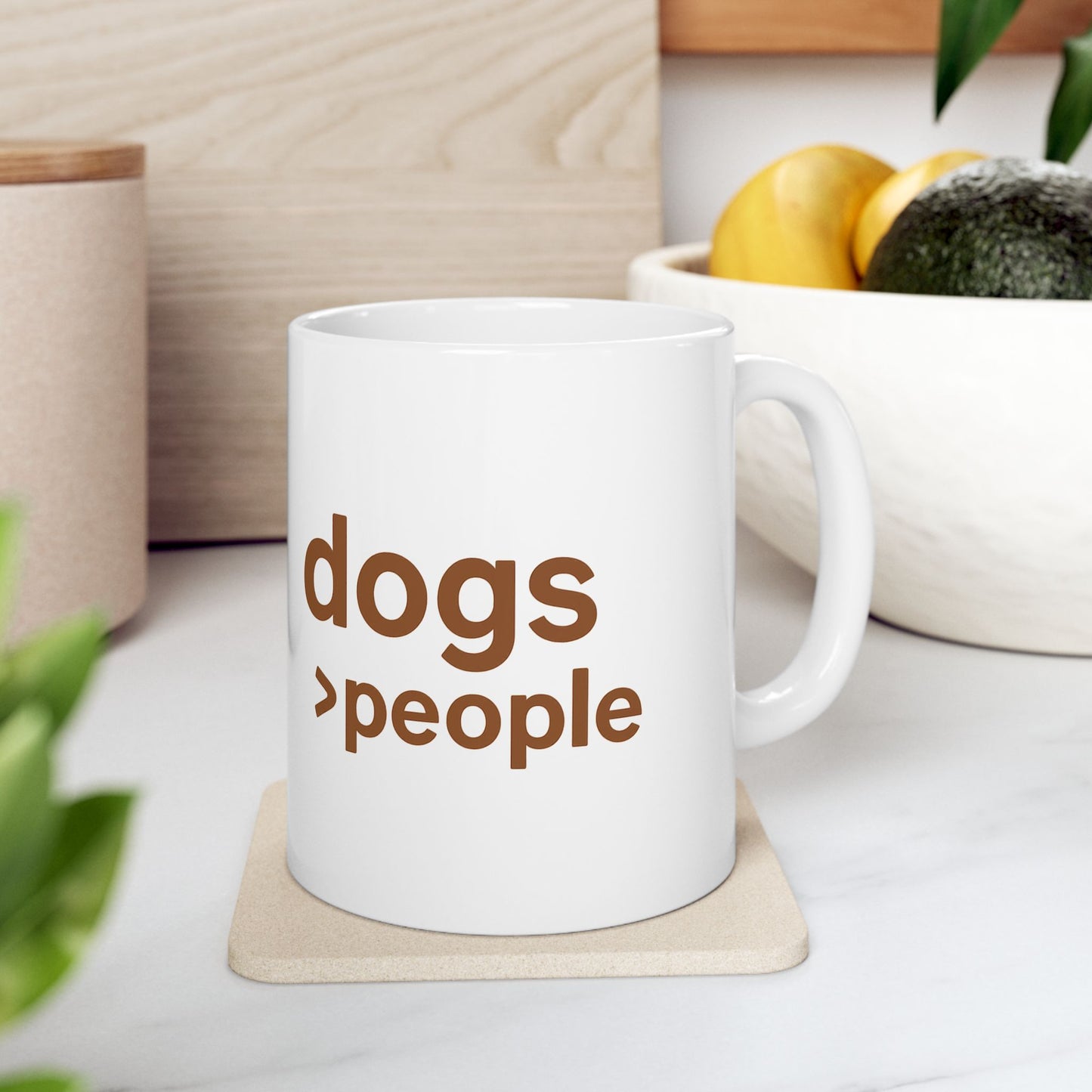 Dogs > People Ceramic Dog Lover Mug, Perfect Gift for Dog Owners, Funny Pet Lover Cup, Coffee Tea Mug, Dog Themed Kitchenware, Adult Unisex T-Shirt