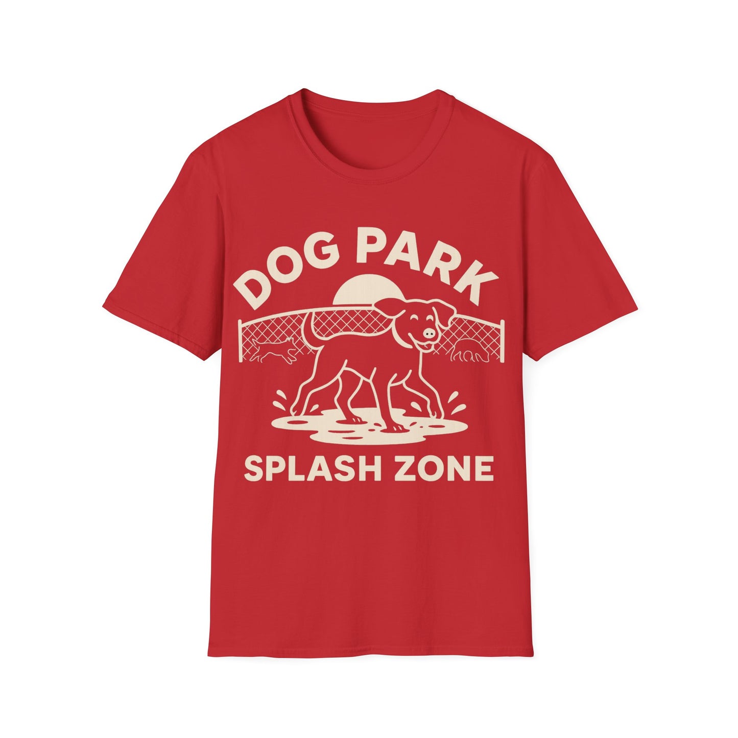 Dog Lover T-Shirt – Funny Dog Park Splash Zone T-Shirt with Wet Dog Puddle Design | Cream Ink Print, Adult Unisex T-Shirt