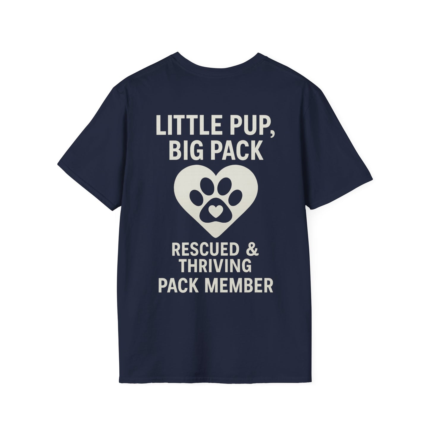 Little Pup Big Pack T-Shirt – Rescued and Thriving Dog Tee – Matching Family Rescue Apparel – Pack Member Logo – Dog Lover Gift – Pitbull Rescue Shirt – Parent and Kid Set Option, Adult Unisex T-Shirt