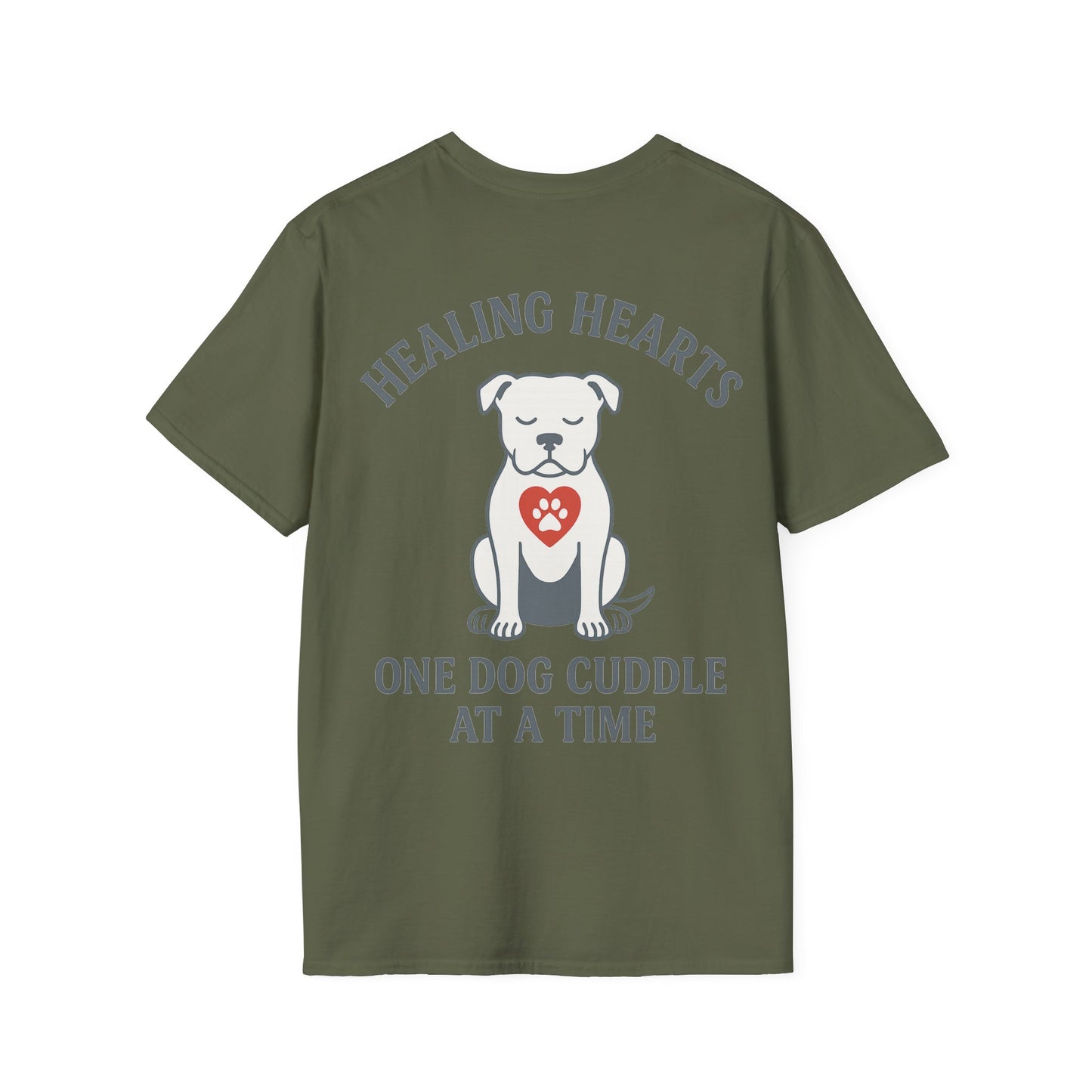 Healing Hearts Dog Shirt – Pitbull Rescue Tee – Pack Member Design, Adult Unisex T-Shirt