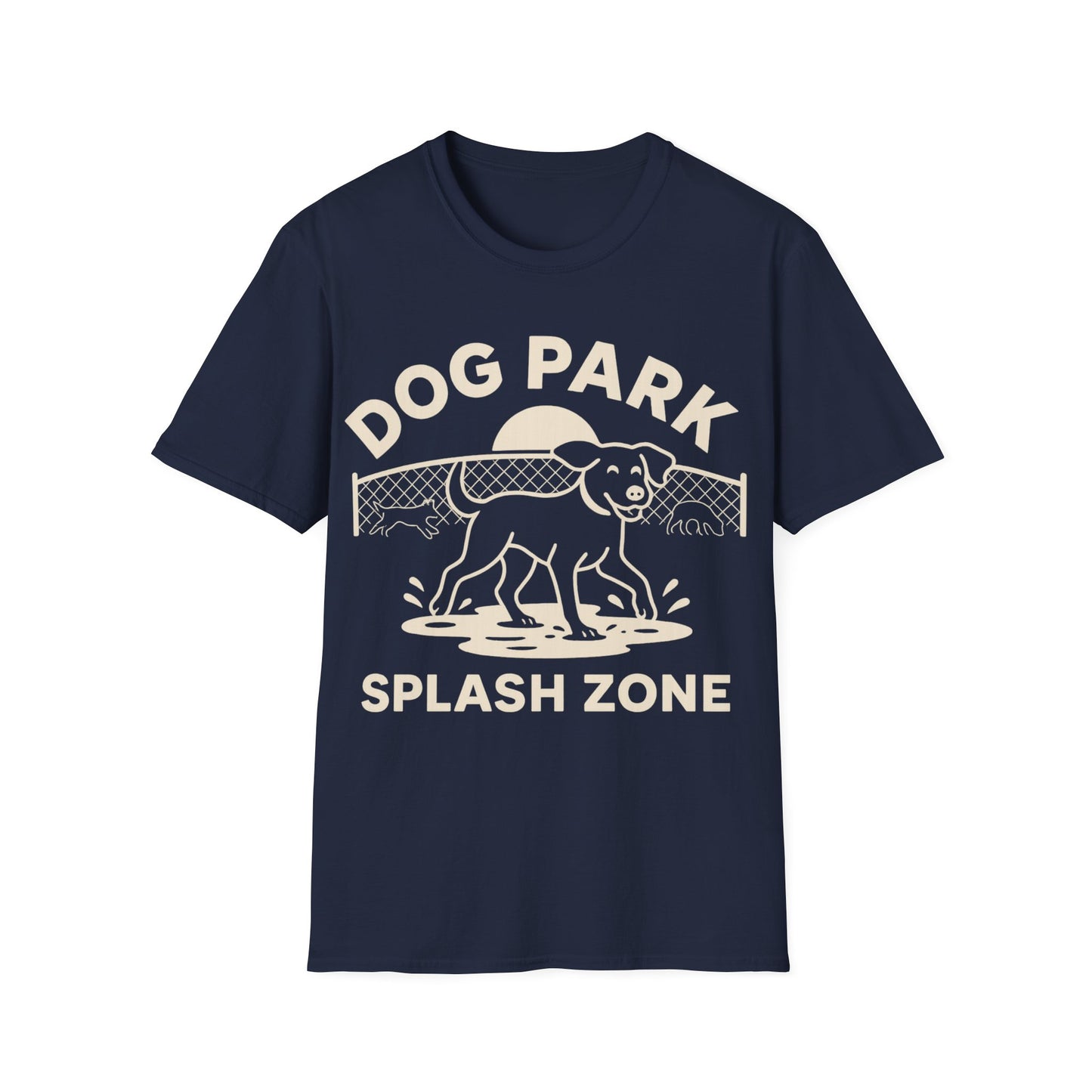 Dog Lover T-Shirt – Funny Dog Park Splash Zone T-Shirt with Wet Dog Puddle Design | Cream Ink Print, Adult Unisex T-Shirt