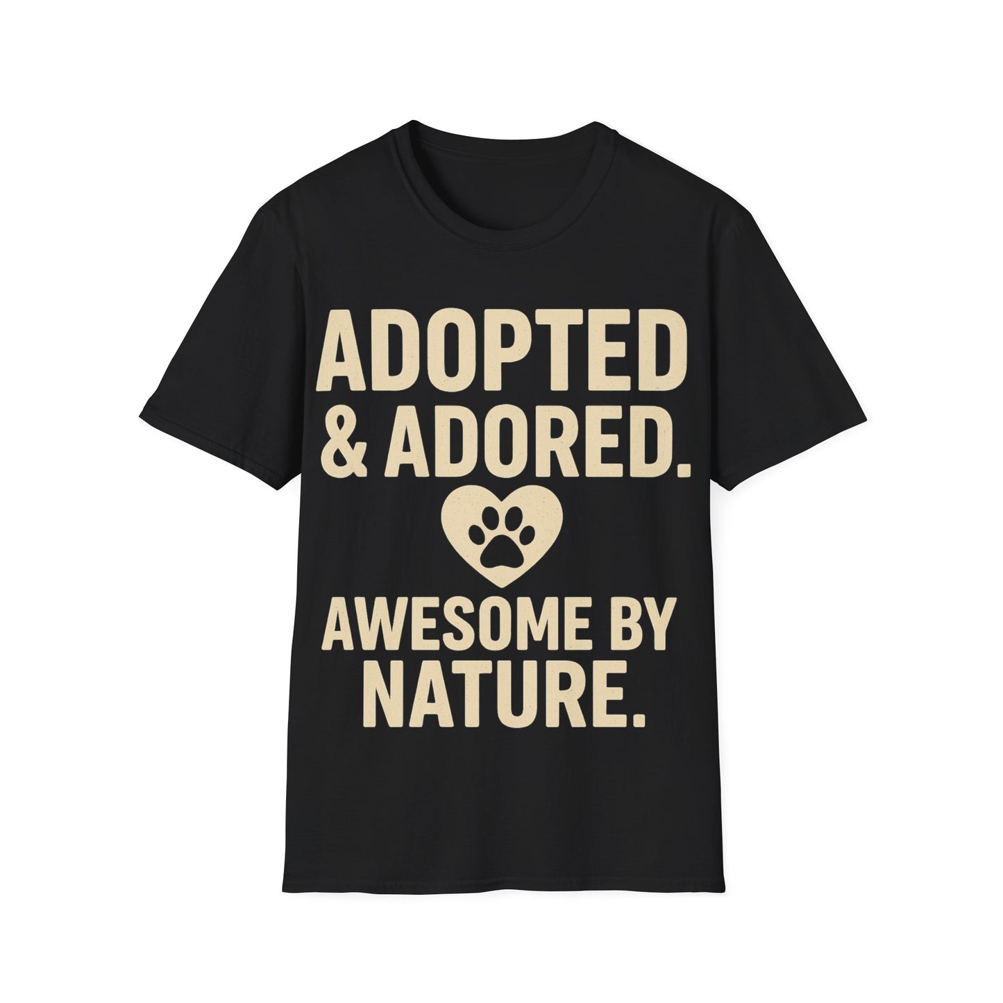 Adopted and Adored Awesome By Nature T-Shirt | Rescue Dog Shirt | Pet Adoption Gift | Dog Lover Vintage Style Tee | Olive Green Unisex, Adult Unisex T-Shirt