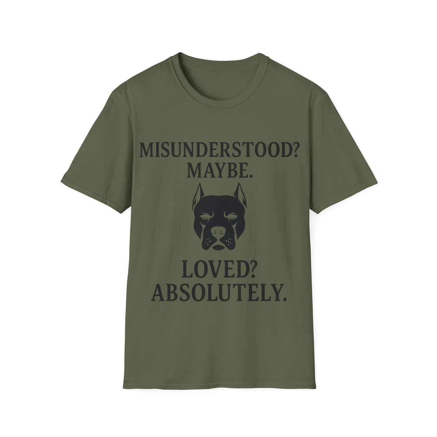 Misunderstood Pit Bull Shirt β Cropped Ear Dog Rescue Tee β White or Black Lettering β Adopt Donβt Shop Shirt β Pitbull Lover Gift, Adult Unisex T-Shirt