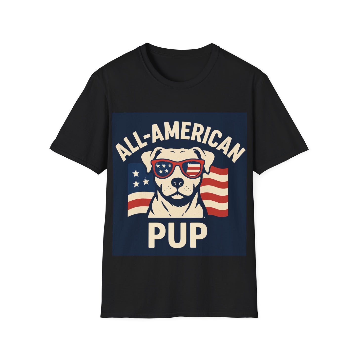 All-American Pup Shirt – Patriotic Dog T-Shirt, 4th of July Pet Lover Tee, Red White and Woof, Unisex Fit, Adult Unisex T-Shirt