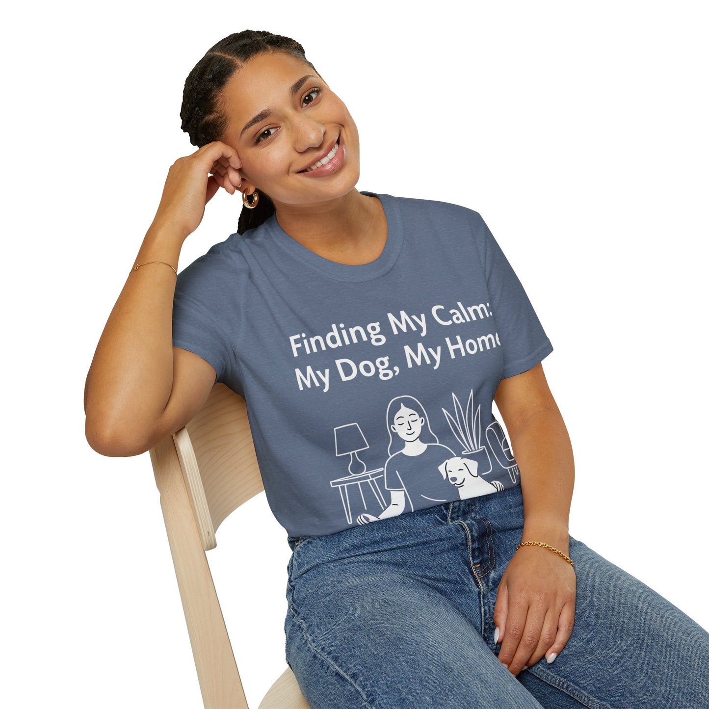 Finding My Calm My Dog My Home T-Shirt | Dog Lover Mental Health Shirt | Adopted Dog Calmness Tee | Rescue Dog Support Shirt | Animal Rescue Apparel | Therapy Dog Inspired Tee | Unisex Gildan 64000 Soft Cotton T-Shirt, Adult Unisex T-Shirt