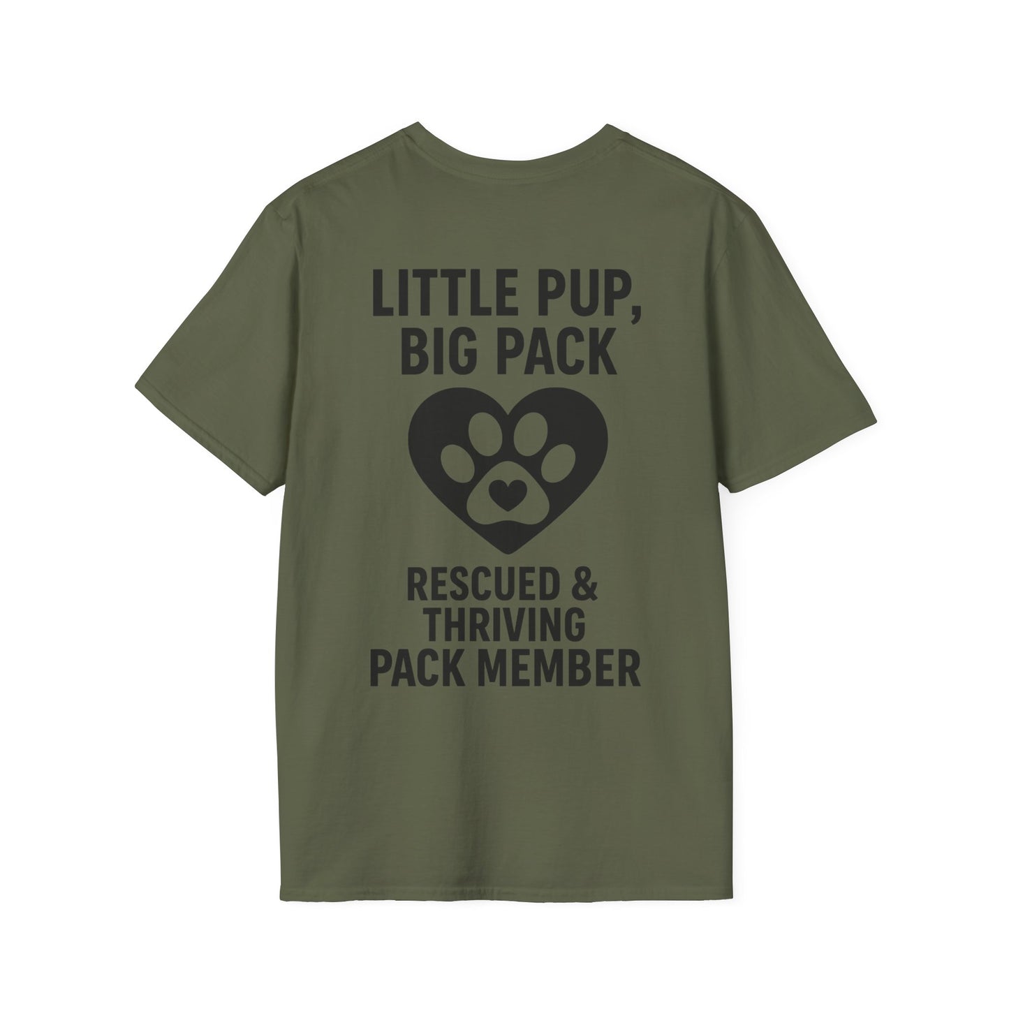 Little Pup Big Pack Shirt – Rescued and Thriving Dog Tee – Matching Family Rescue Apparel – Pack Member Logo – Dog Lover Gift – Pitbull Rescue Shirt – Parent and Kid Set Option, Adult Unisex T-Shirt