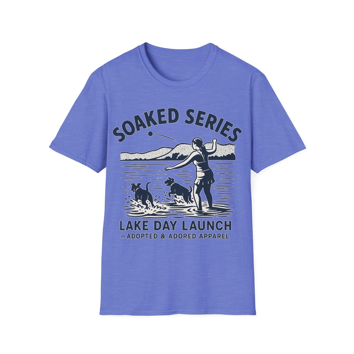 Soaked Series Lake Day Dog T-Shirt – Rescue Pitbulls at the Lake Graphic Tee – Adopted & Adored Apparel Unisex Summer T-Shirt, Adult Unisex T-Shirt