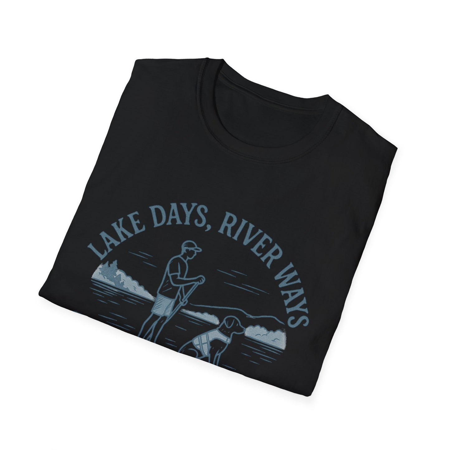Lake Days River Ways Dog Always T-Shirt – Paddleboarding Rescue Dog Tee for Lake & River Lovers, Adult Unisex T-Shirt