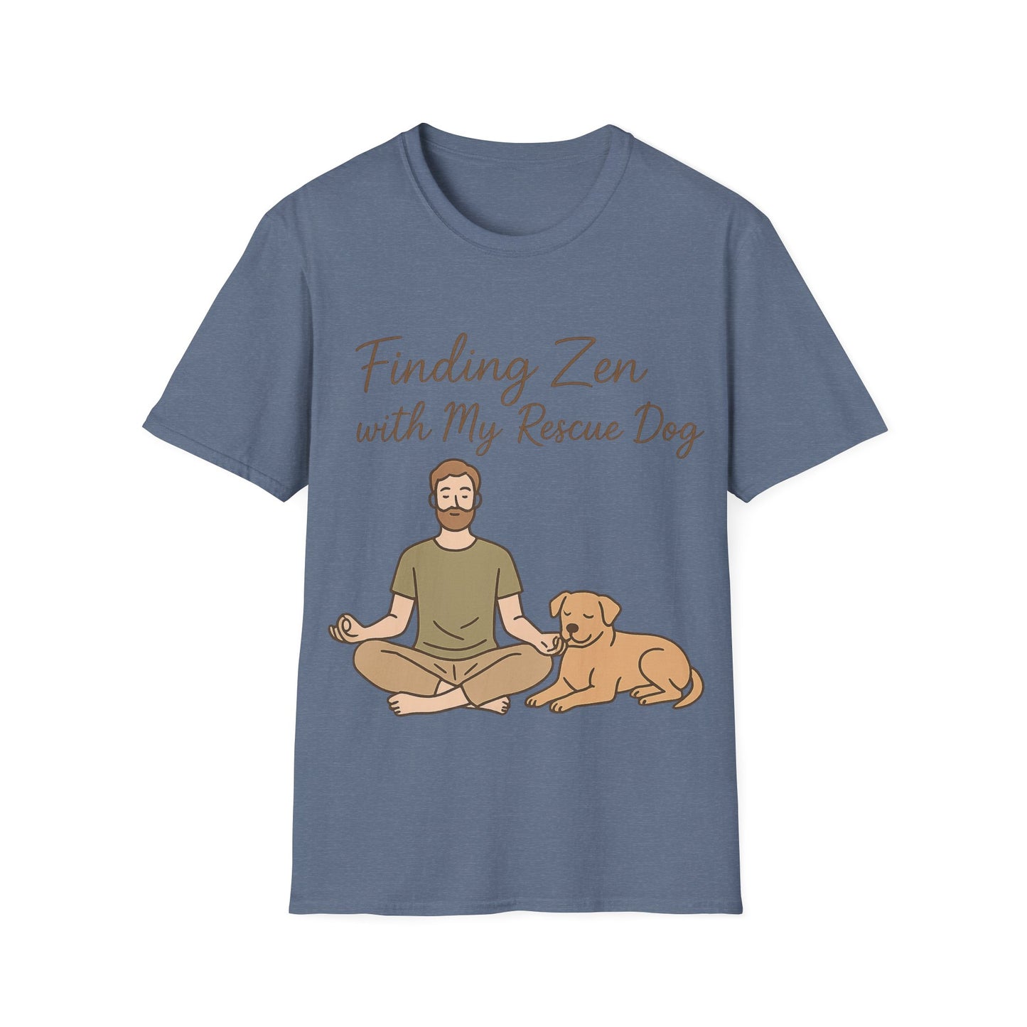 Finding Zen with My Rescue Dog – Rescue Dog Mental Health Shirt for Men | Earth Tone Calm Tee | Pet Lover Gift, Adult Unisex T-Shirt