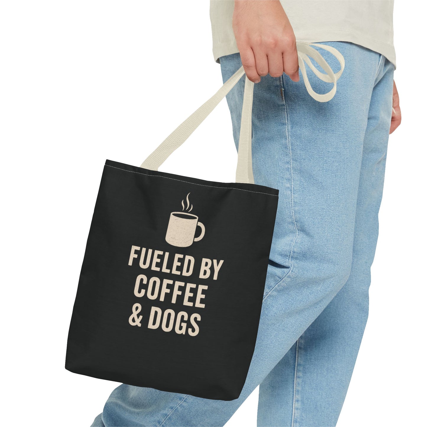 Fueled By Coffee & Dogs Tote Bag, Perfect for Dog Lovers, Everyday Use, Gift for Coffee Lovers, Eco-Friendly Shopping Bag, Stylish Animal Lover Tote, Adult Unisex T-Shirt