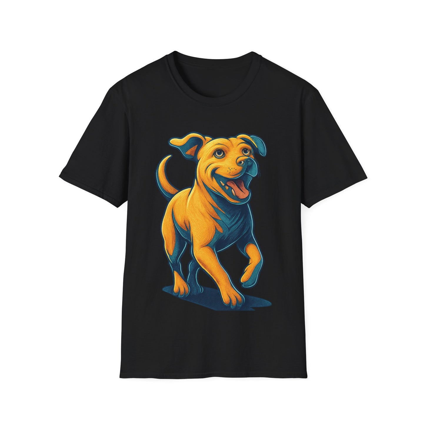 3D Pop Art Dog Shirt | Bold Jumping Dog Graphic Tee for Rescue Lovers & Pet Fans | Vibrant One-Sided Design, Adult Unisex T-Shirt