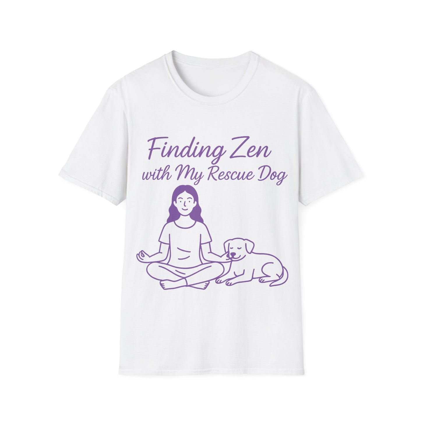 Finding Zen with My Rescue Dog – Purple Glow Dog Mom Shirt | Mindful Rescue Tee for Calm & Comfort, Adult Unisex T-Shirt