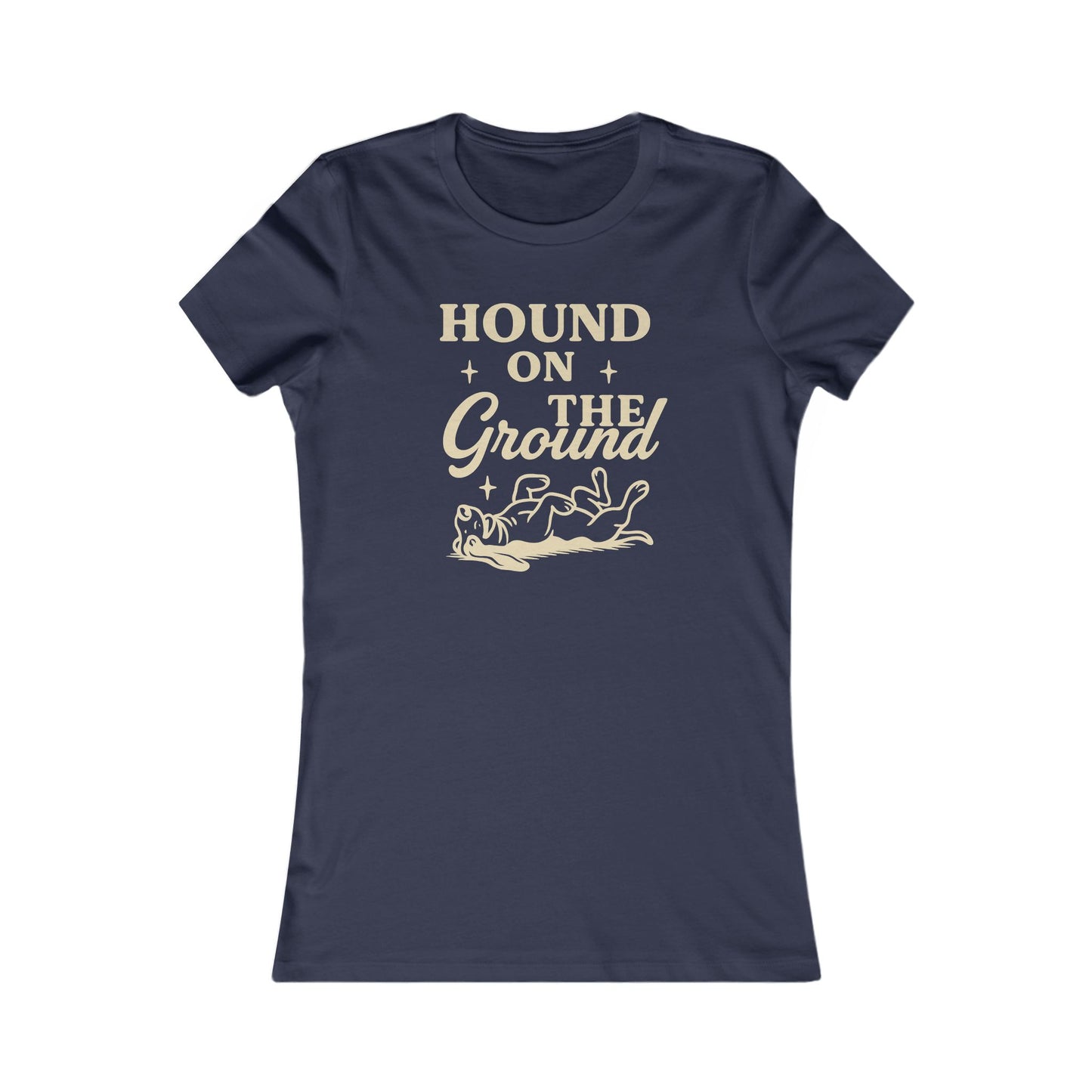 Hound on the Ground Shirt – Funny Basset Hound Dog Tee for Women – Vintage Cream Print on Bella + Canvas Feminine Rescue Dog T-Shirt, Adult Unisex T-Shirt