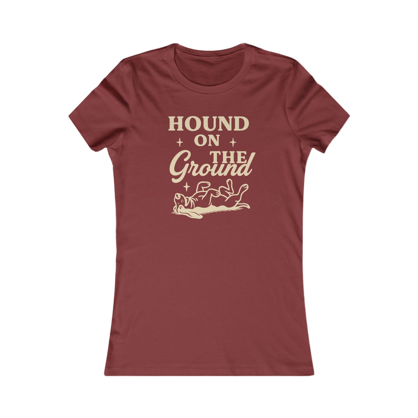 Hound on the Ground Shirt – Funny Basset Hound Dog Tee for Women – Vintage Cream Print on Bella + Canvas Feminine Rescue Dog T-Shirt, Adult Unisex T-Shirt