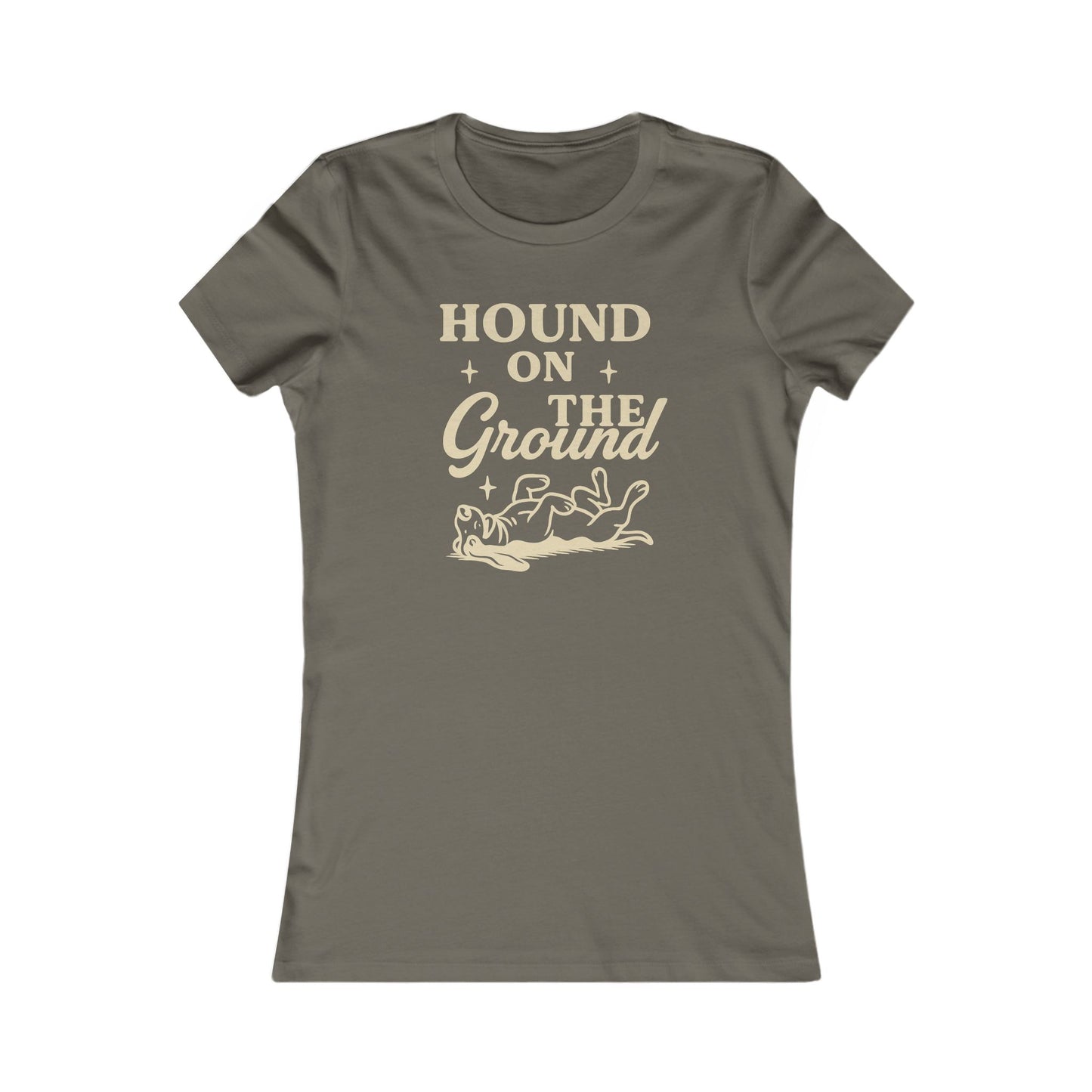 Hound on the Ground Shirt – Funny Basset Hound Dog Tee for Women – Vintage Cream Print on Bella + Canvas Feminine Rescue Dog T-Shirt, Adult Unisex T-Shirt