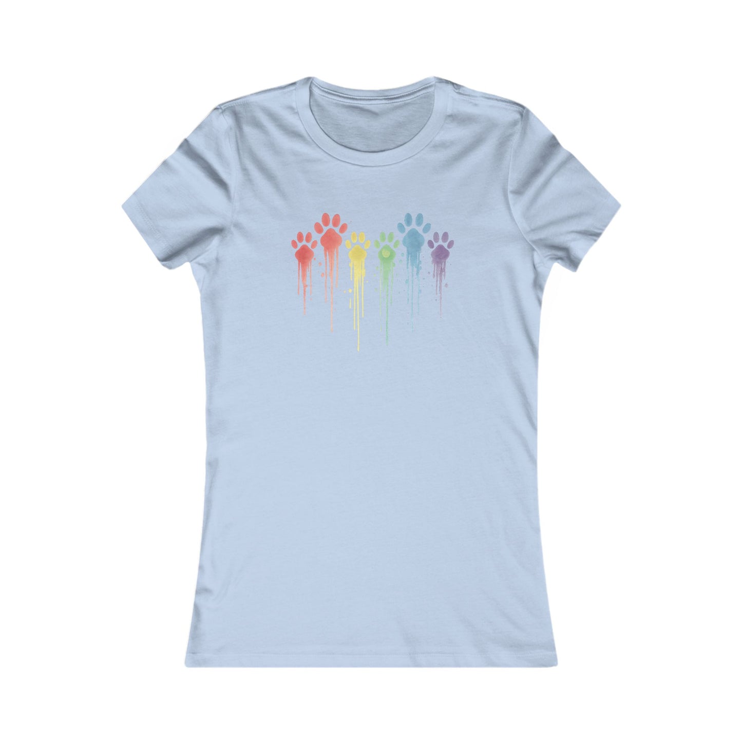 Rainbow Paw Print Shirt for Women | Bella Canvas 6004 Slim Fit Tee | Watercolor Drip Dog Mom Shirt | Rescue Pet Pride Top | $1 to Animal Rescue, Adult Women's T-Shirt