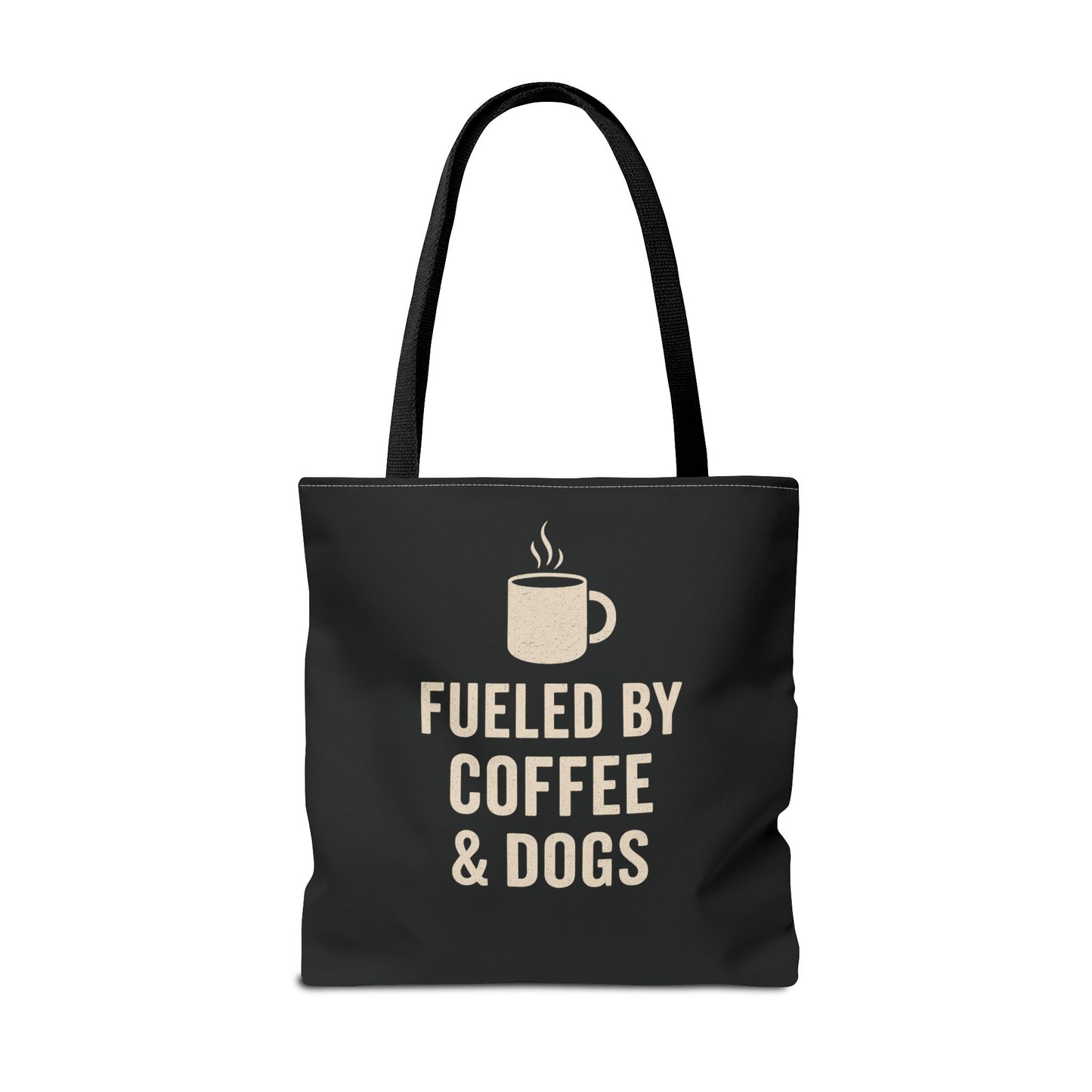 Fueled By Coffee & Dogs Tote Bag, Perfect for Dog Lovers, Everyday Use, Gift for Coffee Lovers, Eco-Friendly Shopping Bag, Stylish Animal Lover Tote, Adult Unisex T-Shirt