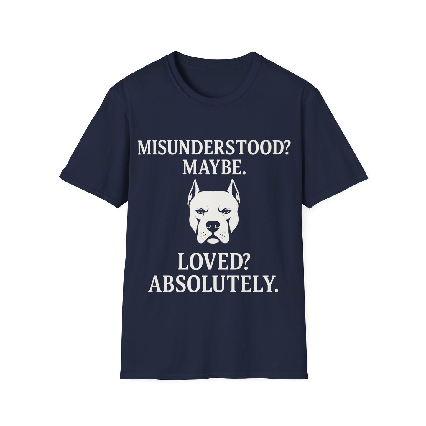 Misunderstood Pit Bull T-Shirt β Cropped Ear Dog Rescue Tee β White or Black Lettering β Adopt Donβt Shop Shirt β Pitbull Lover Gift, Adult Unisex T-Shirt
