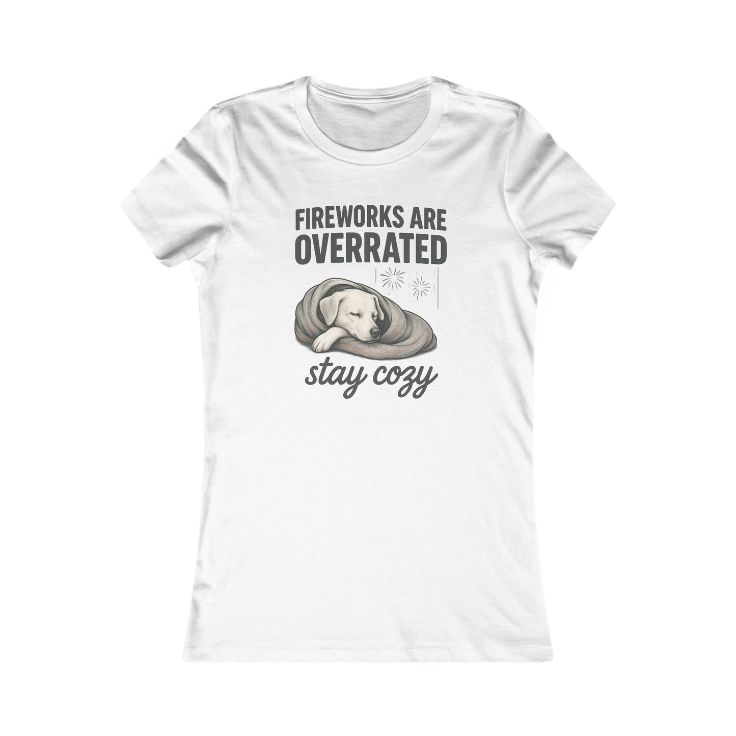 Cozy Fireworks Tee, Women's Relaxed Shirt, Dog Lover Apparel, Casual Summer Top, Fourth of July Gift, Stay Cozy Collection, Adult Unisex T-Shirt