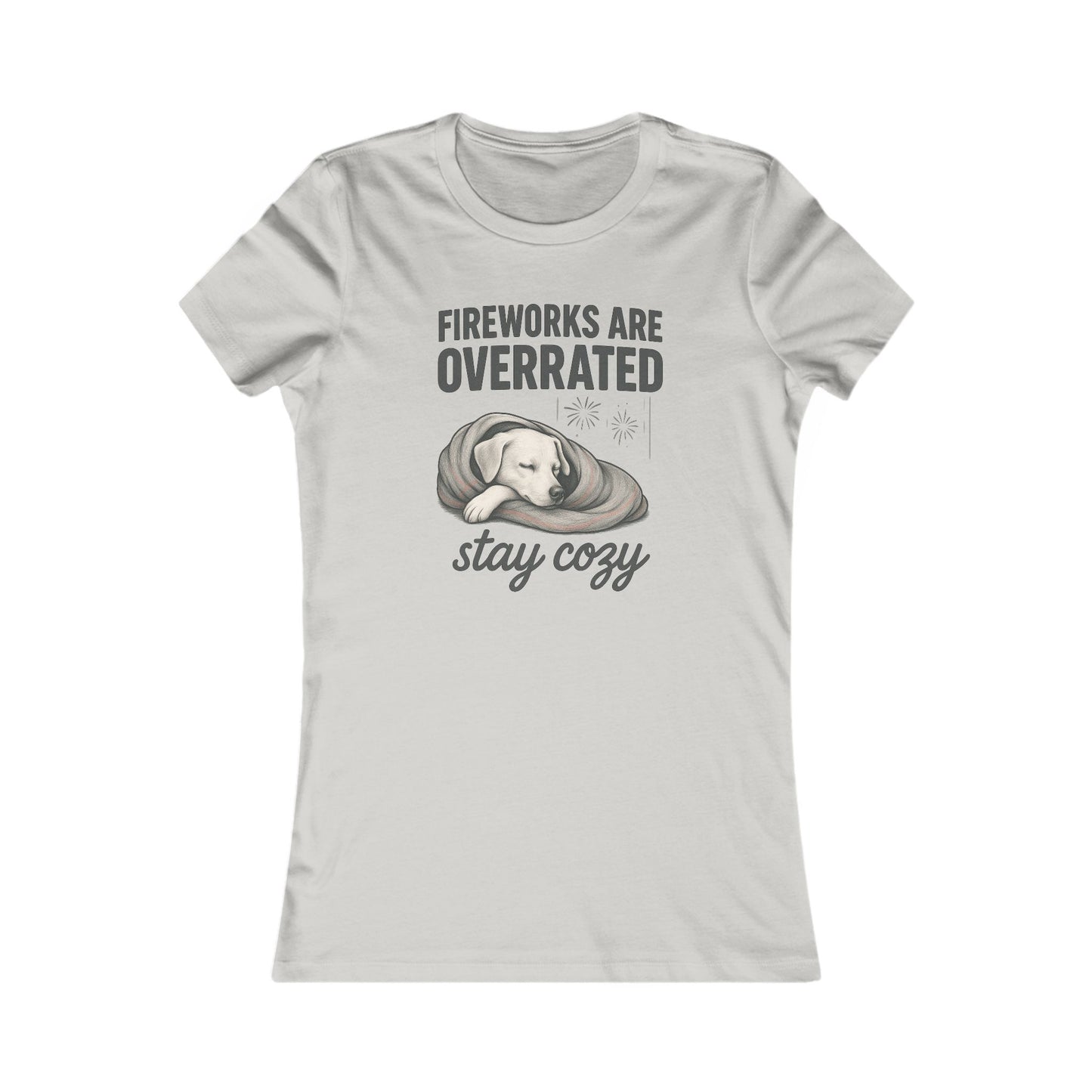 Cozy Fireworks Tee, Women's Relaxed Shirt, Dog Lover Apparel, Casual Summer Top, Fourth of July Gift, Stay Cozy Collection, Adult Unisex T-Shirt
